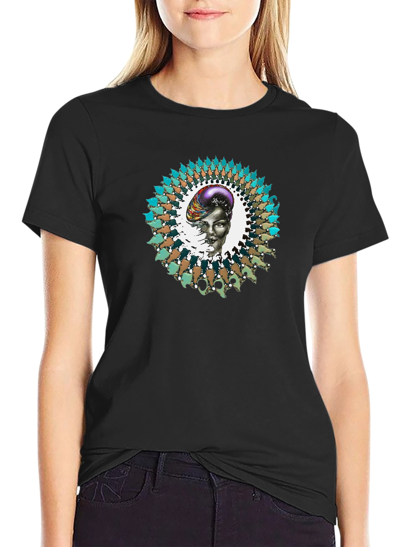 Abstract Graphic Print Black T-Shirt