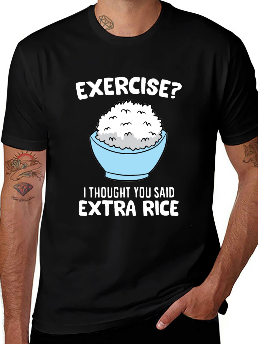Exercise? Extra Rice Funny Graphic Tee