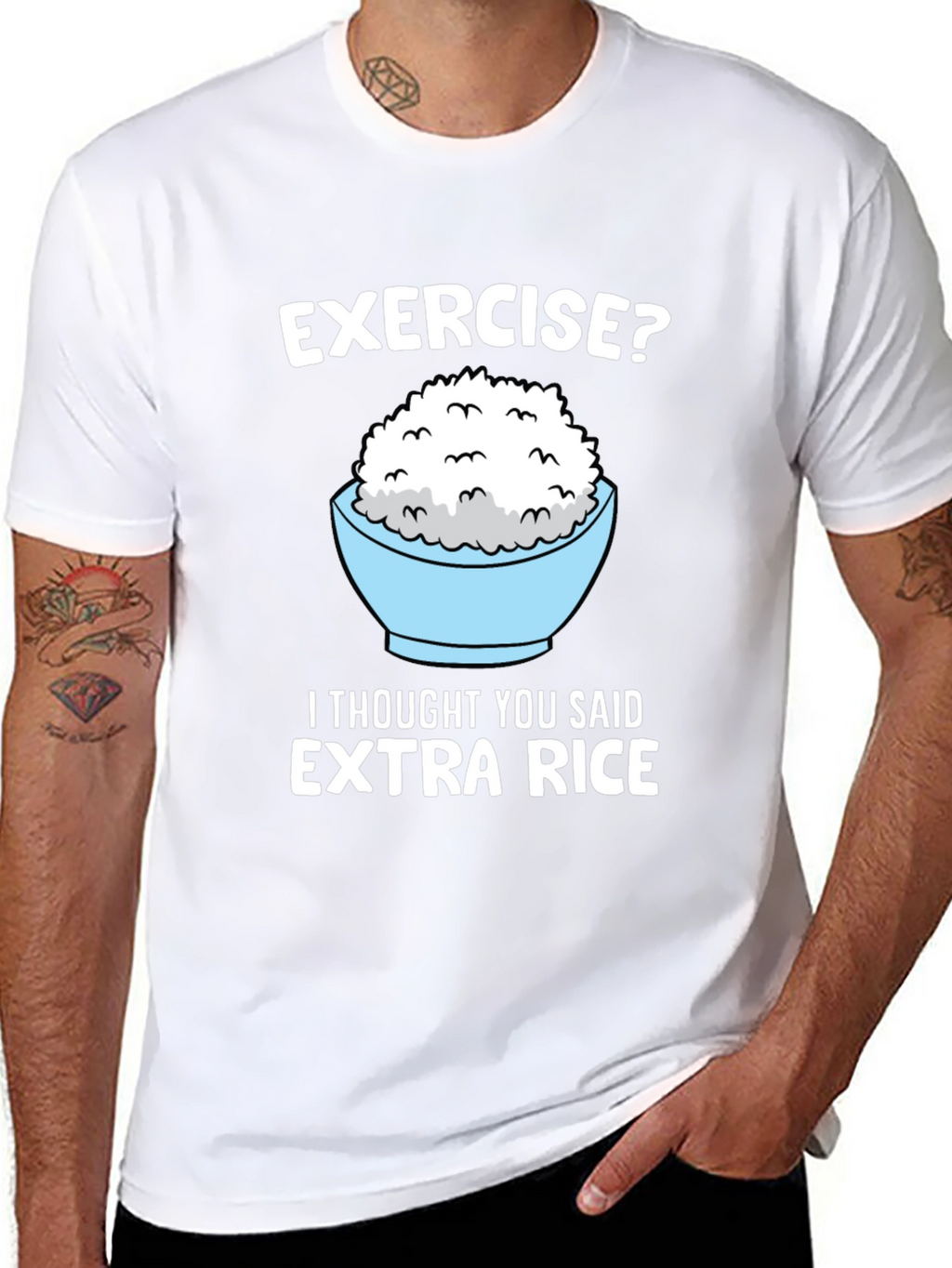 Exercise? Extra Rice Funny Graphic Tee