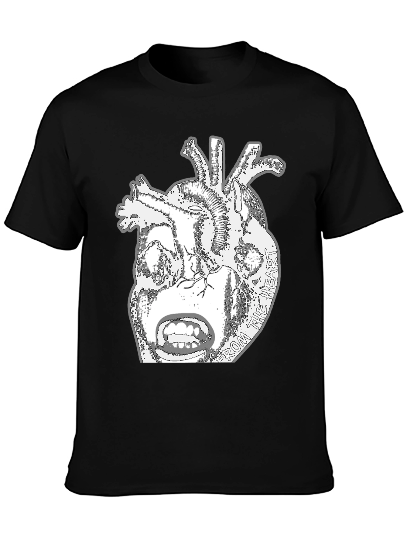 Anatomical Heart Graphic Tee - Black Cotton T-Shirt
