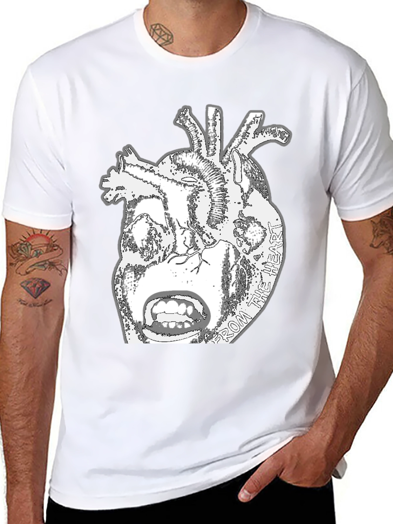 Anatomical Heart Graphic Tee - Black Cotton T-Shirt