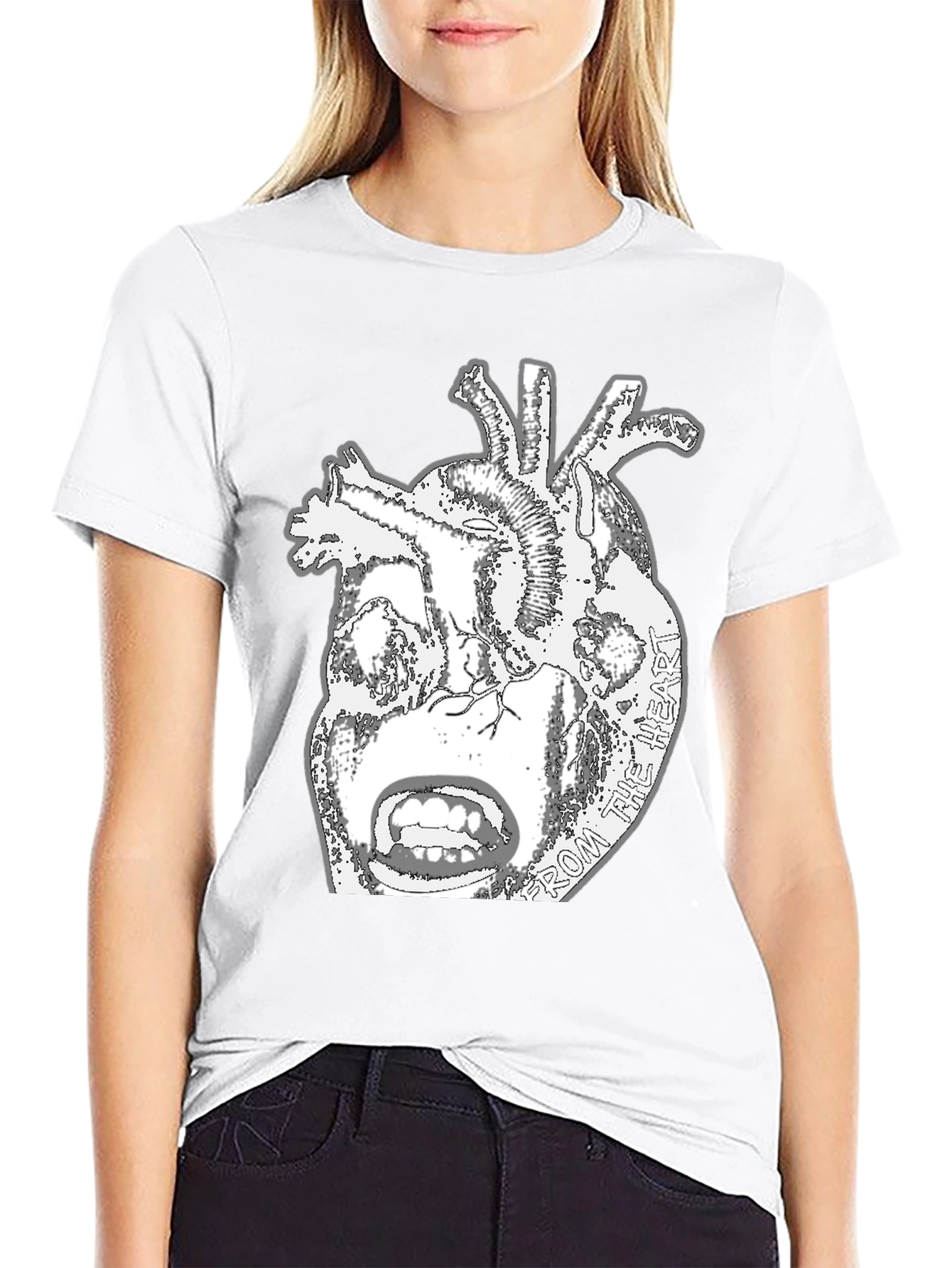 Anatomical Heart Graphic Tee - Black Cotton T-Shirt
