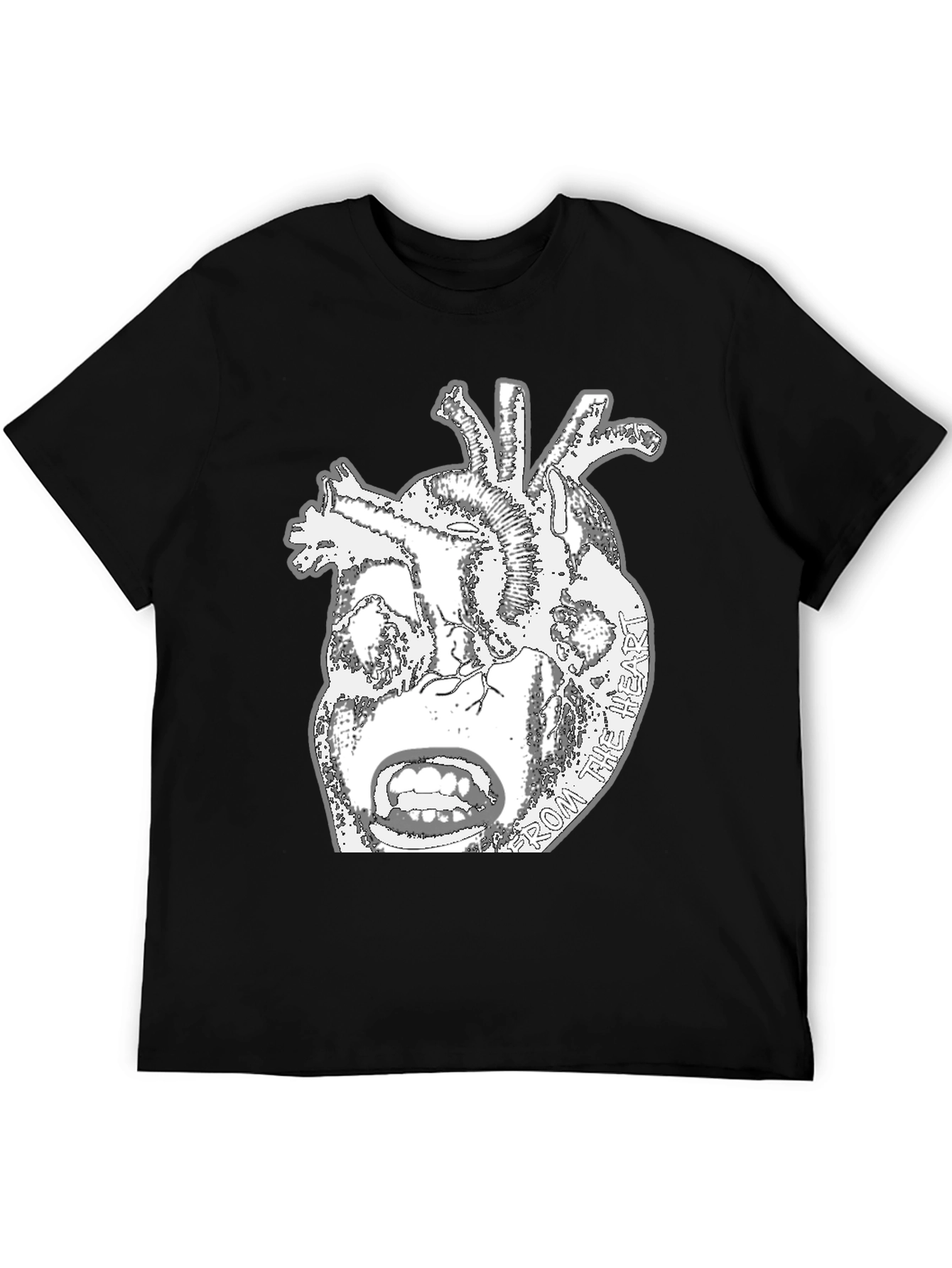 Anatomical Heart Graphic Tee - Black Cotton T-Shirt