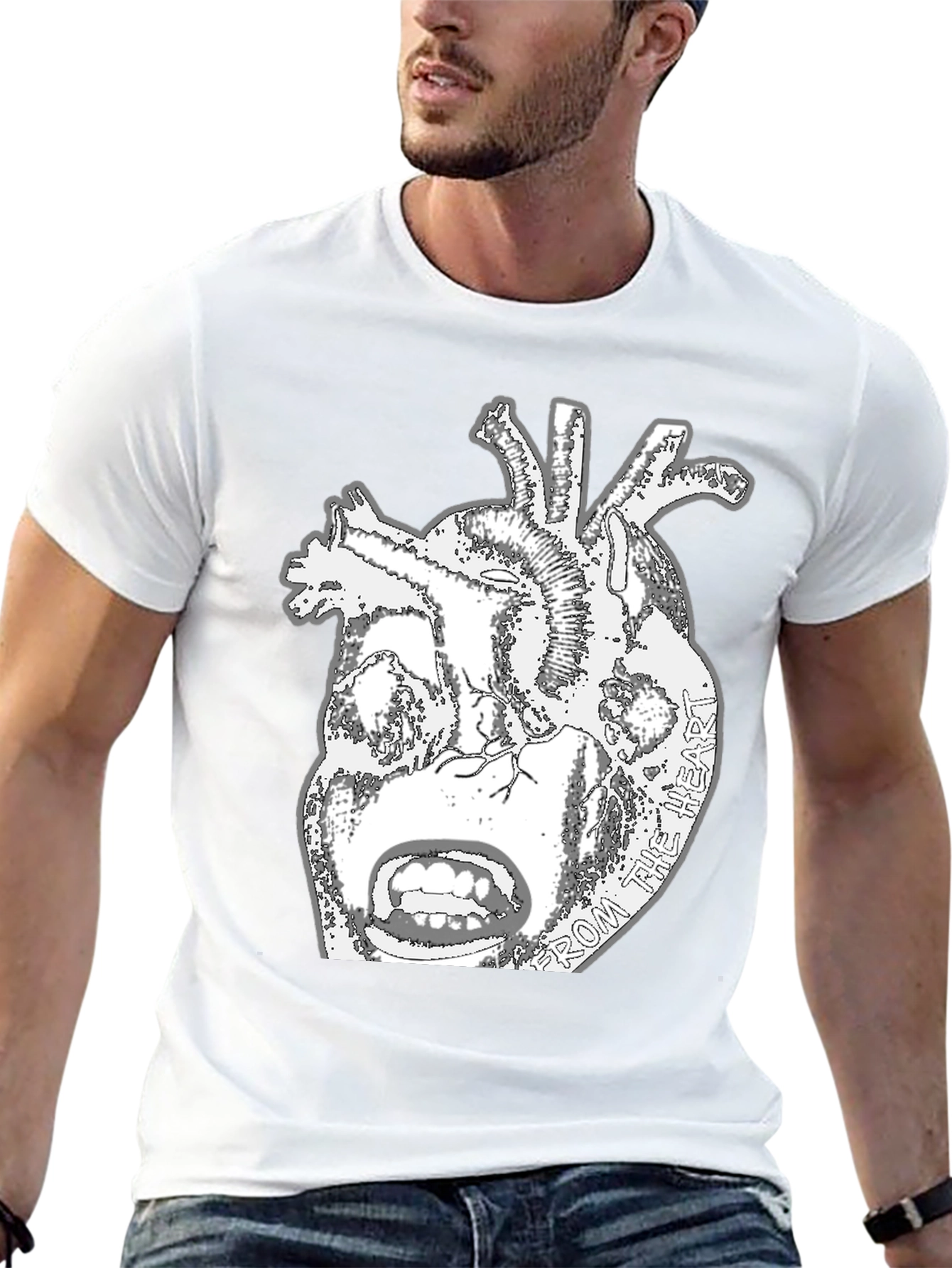 Anatomical Heart Graphic Tee - Black Cotton T-Shirt