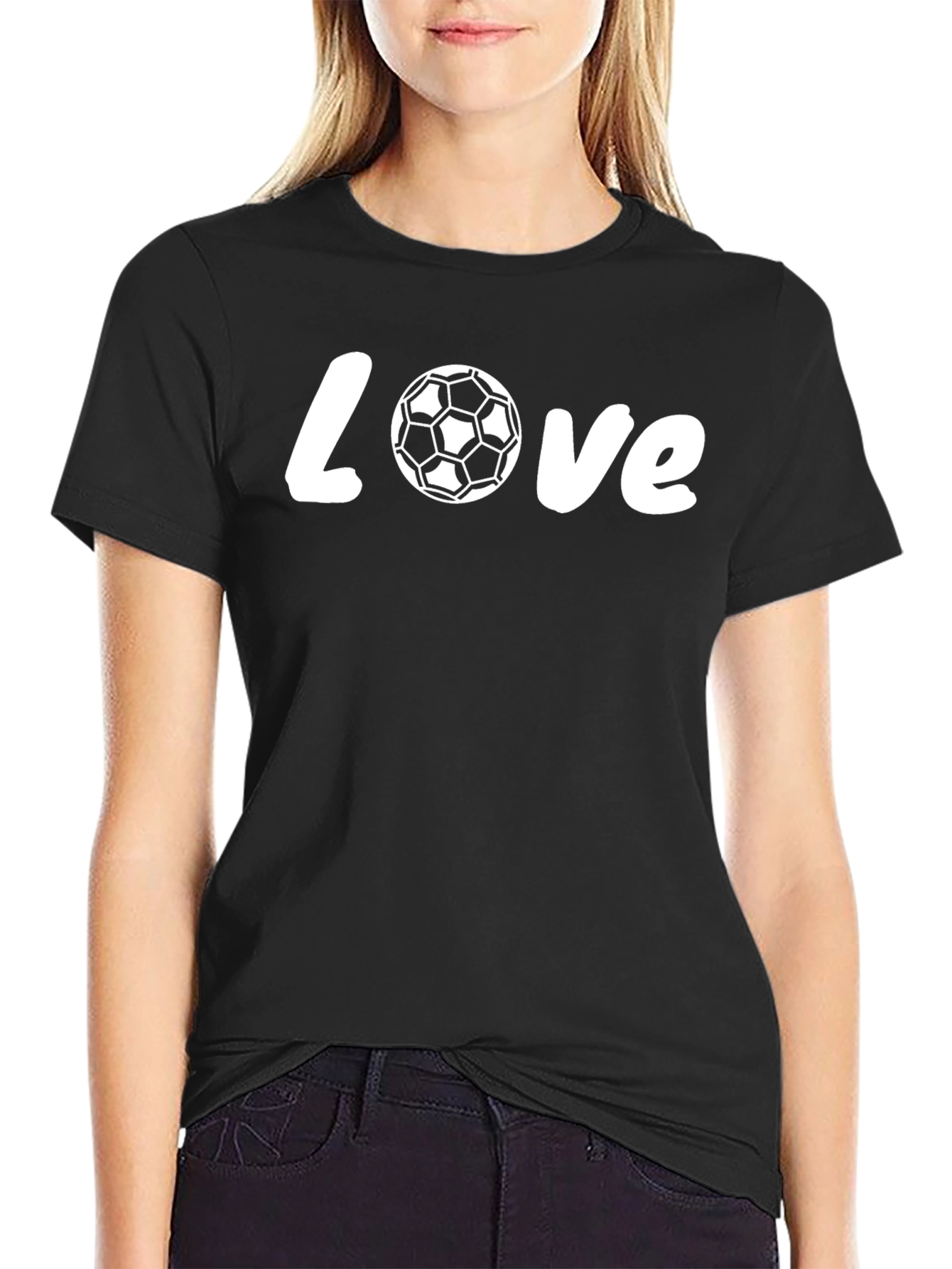 Love Soccer Graphic T-Shirt - Black