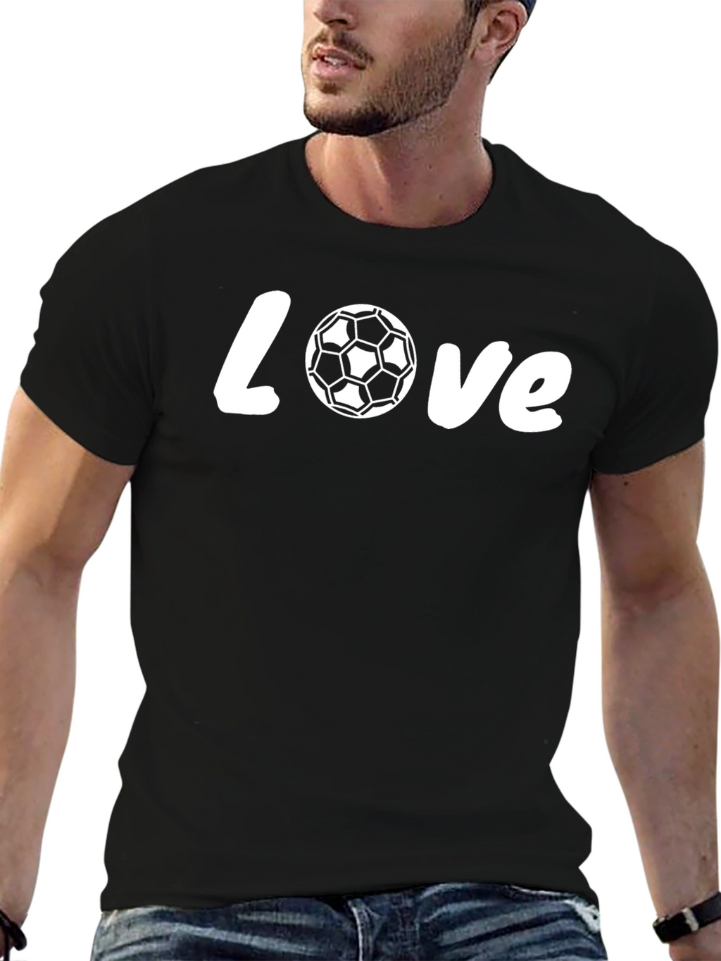 Love Soccer Graphic T-Shirt - Black