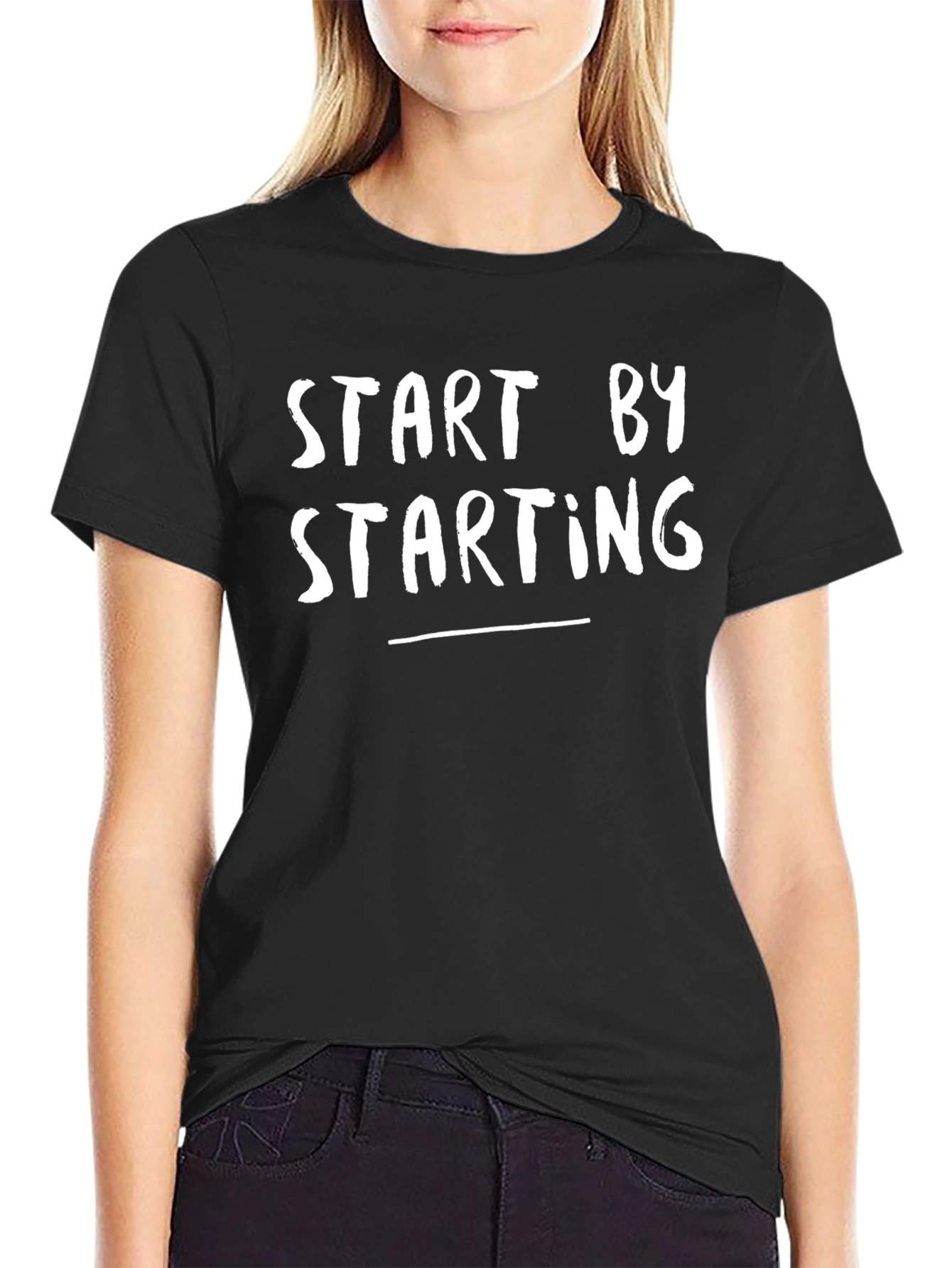 Start by Starting Graphic Tee - Black Casual T-Shirt