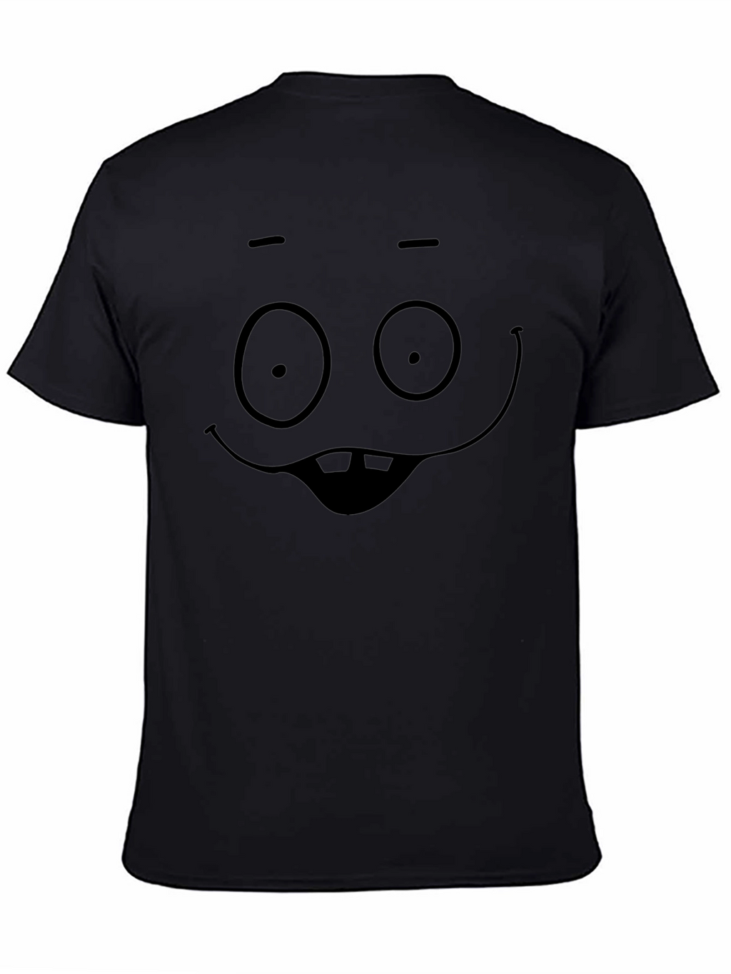 Funny Cartoon Face Black T-Shirt