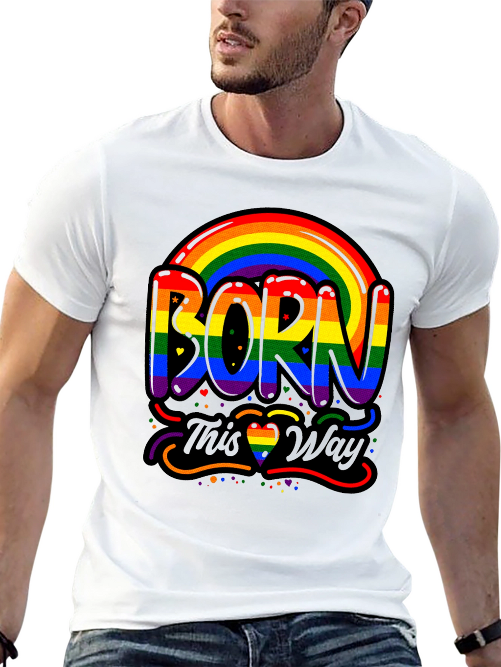 Born This Way Pride Rainbow Graphic Tee