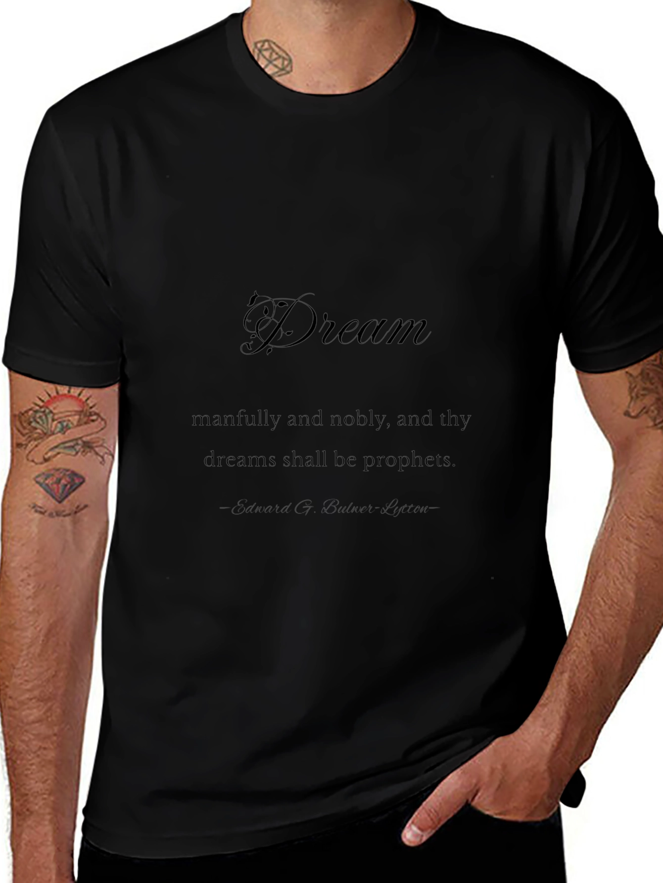 Dream Quote T-Shirt - Mans Short Sleeve Black Tee