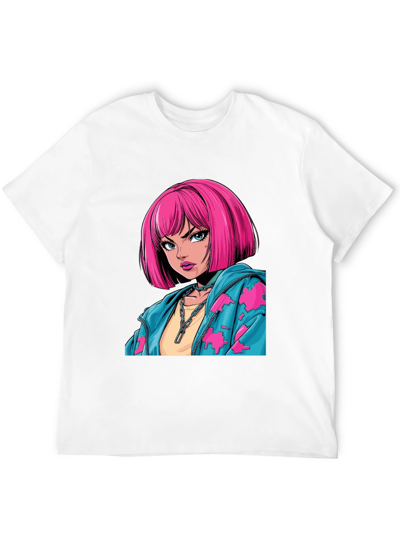 Anime Girl Graphic Print Black T-Shirt