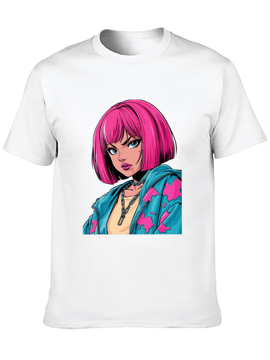 Anime Girl Graphic Print Black T-Shirt