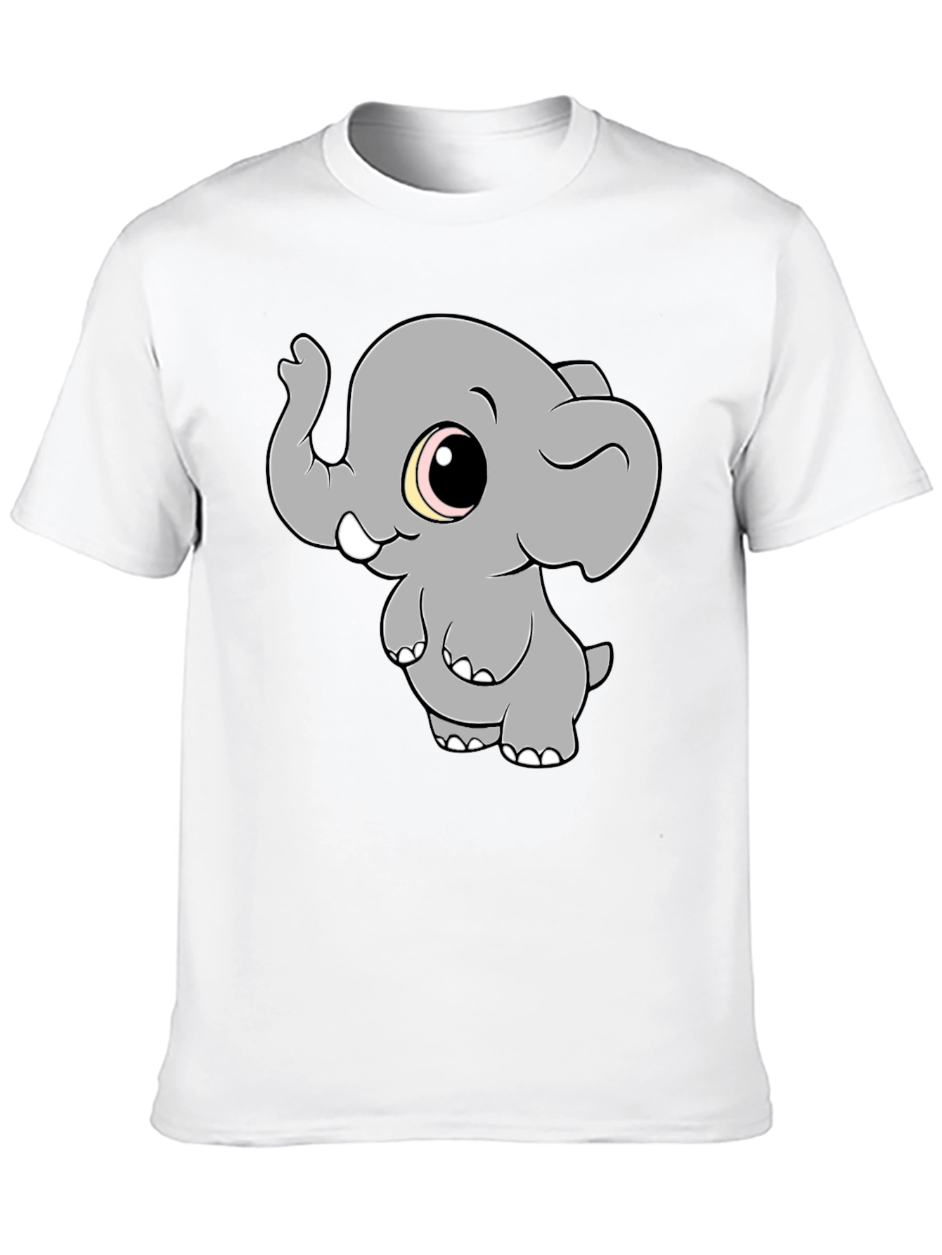 Cute Elephant Graphic T-Shirt - Black