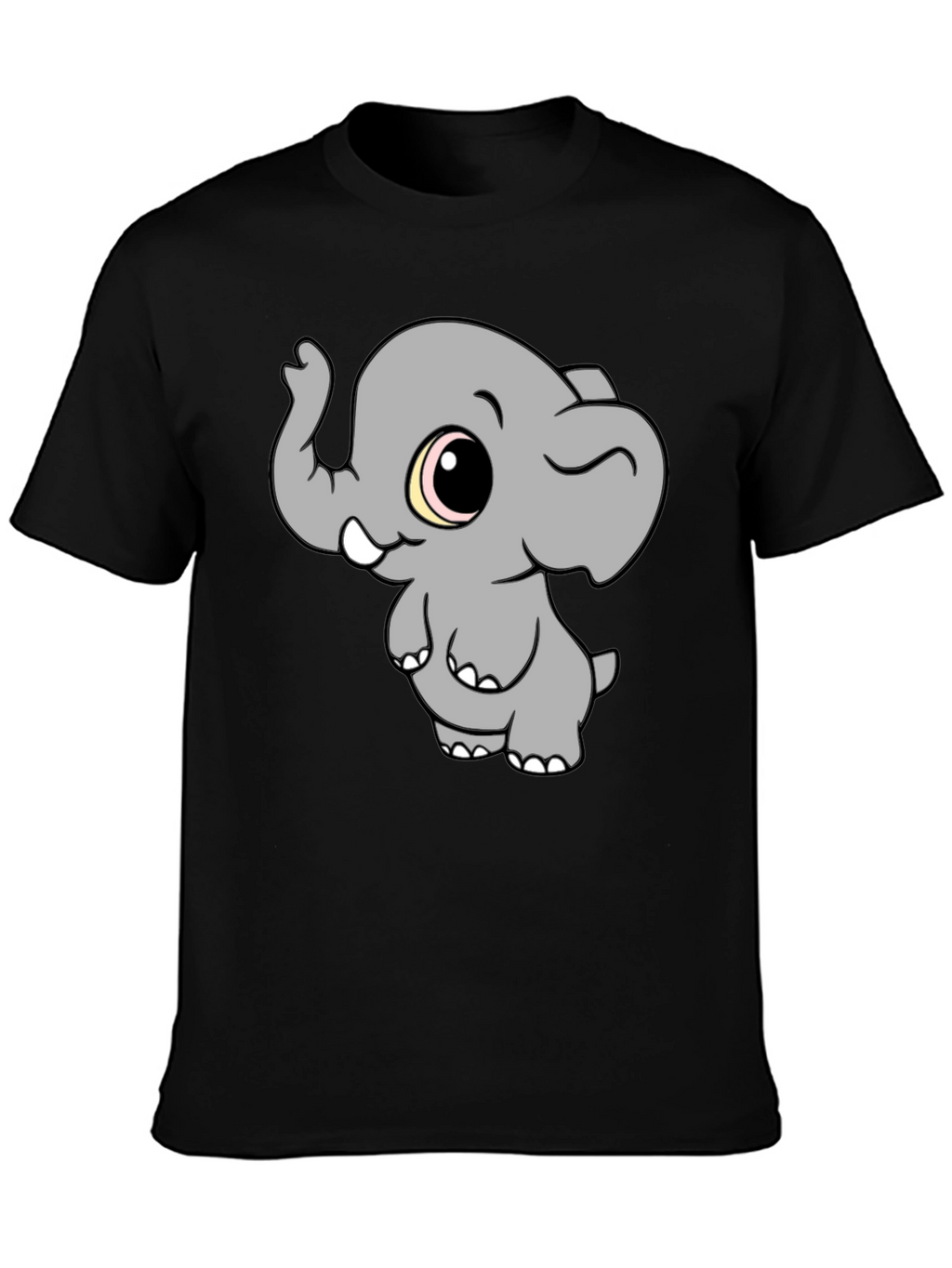 Cute Elephant Graphic T-Shirt - Black