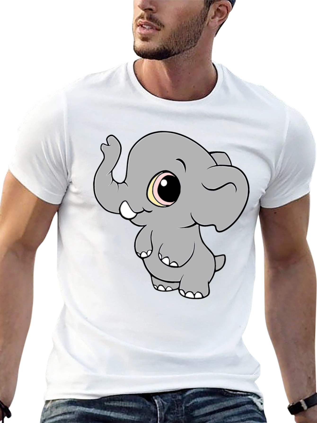 Cute Elephant Graphic T-Shirt - Black