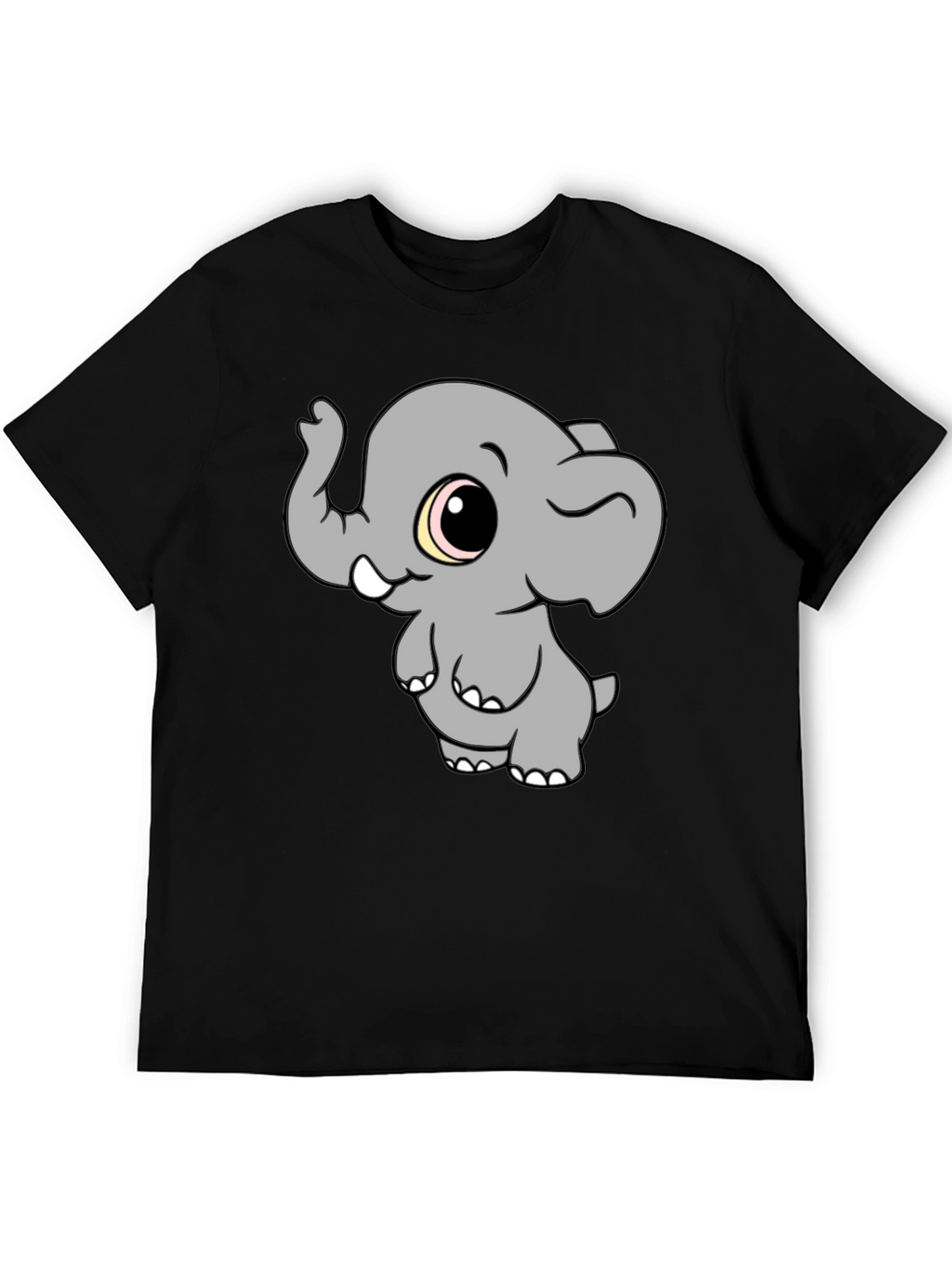 Cute Elephant Graphic T-Shirt - Black