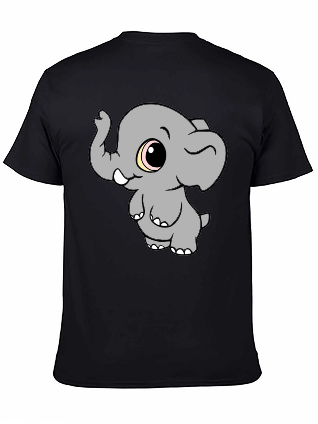 Cute Elephant Graphic T-Shirt - Black