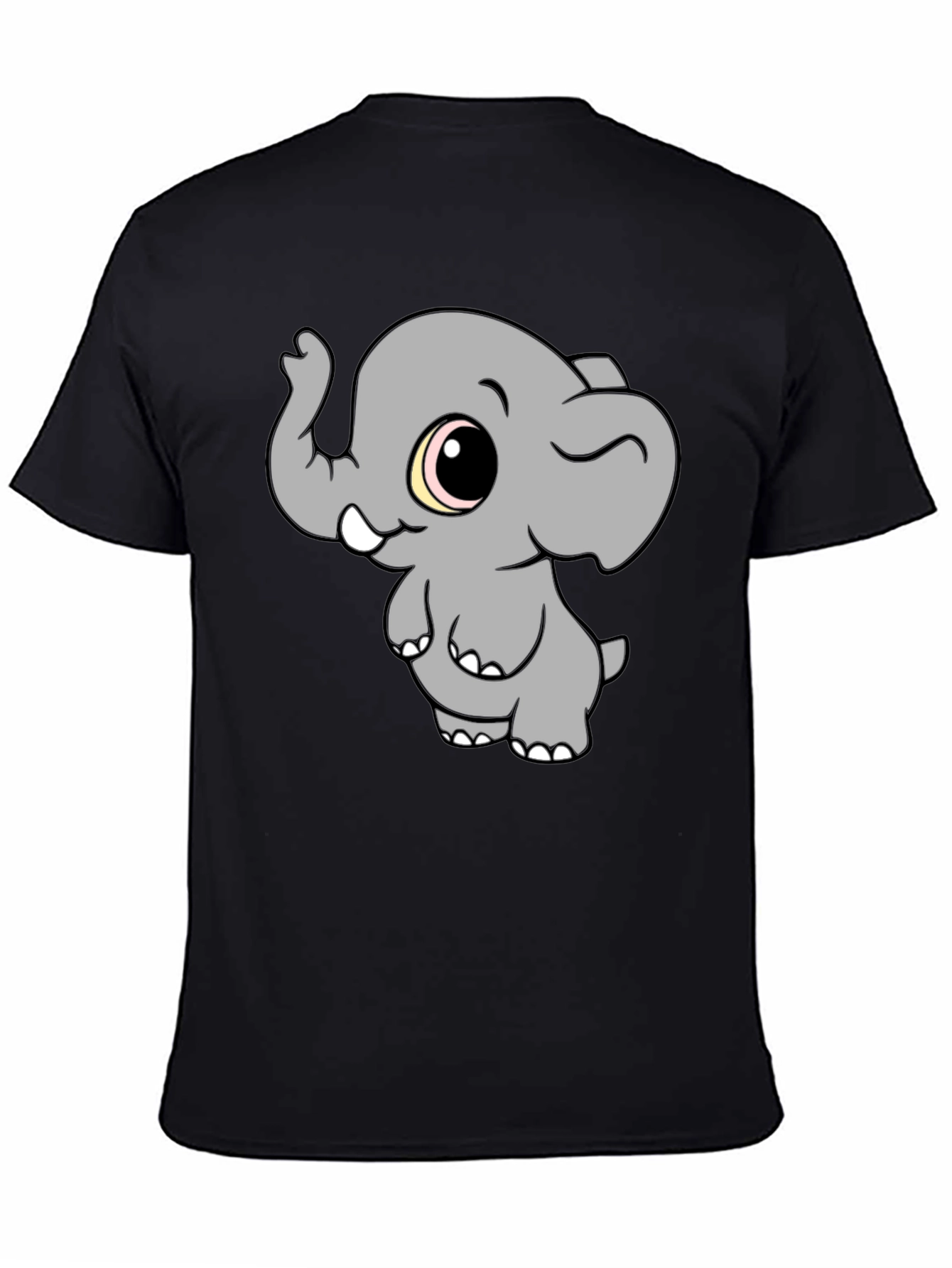 Cute Elephant Graphic T-Shirt - Black