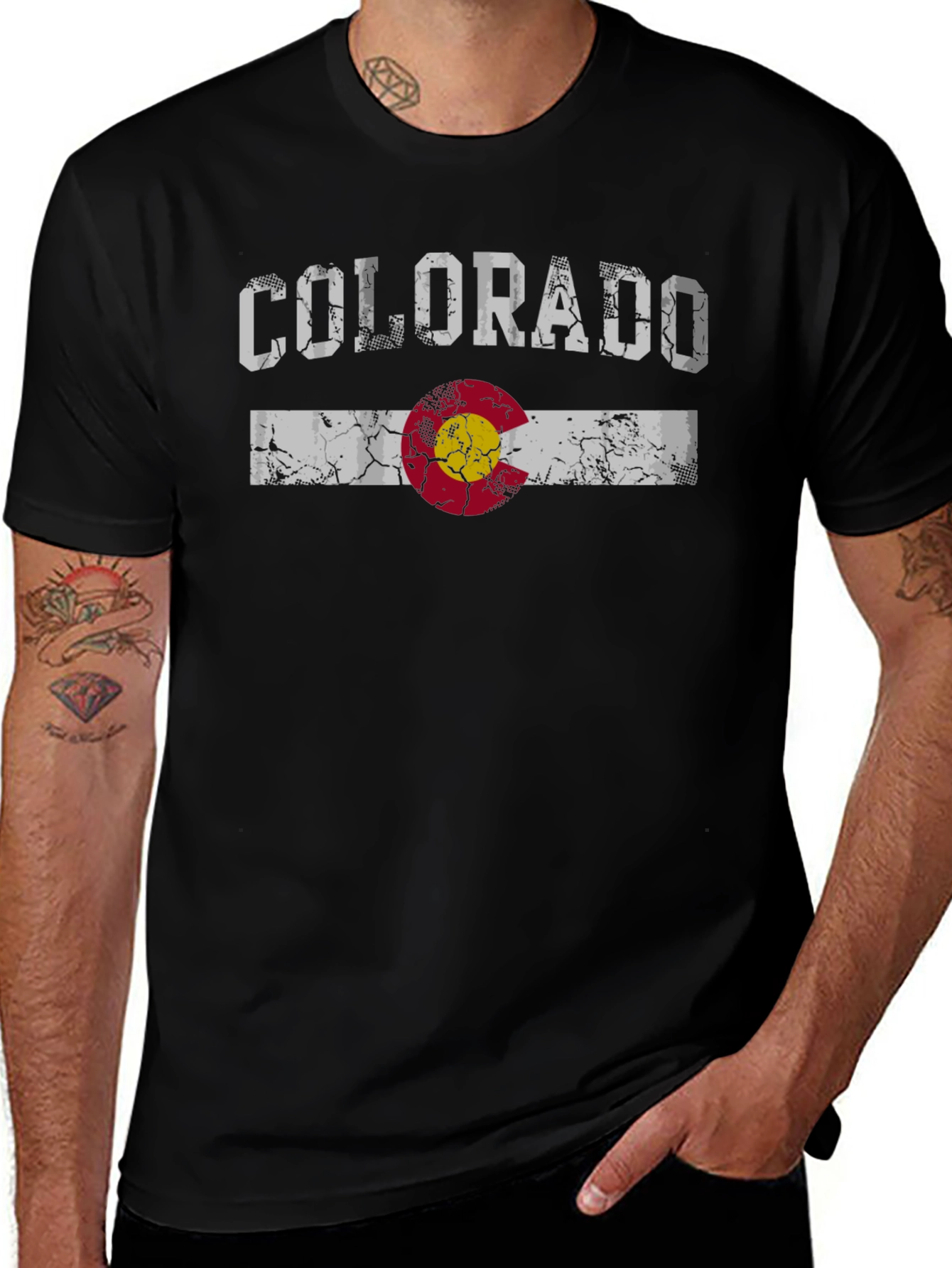 Colorado Flag Graphic T-Shirt - Black