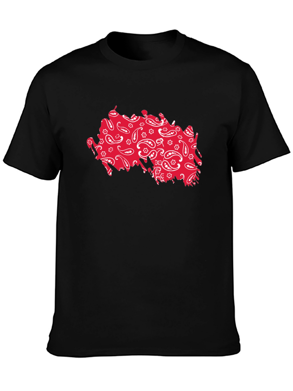 Paisley Pattern Tee - Black Cotton Casual Shirt