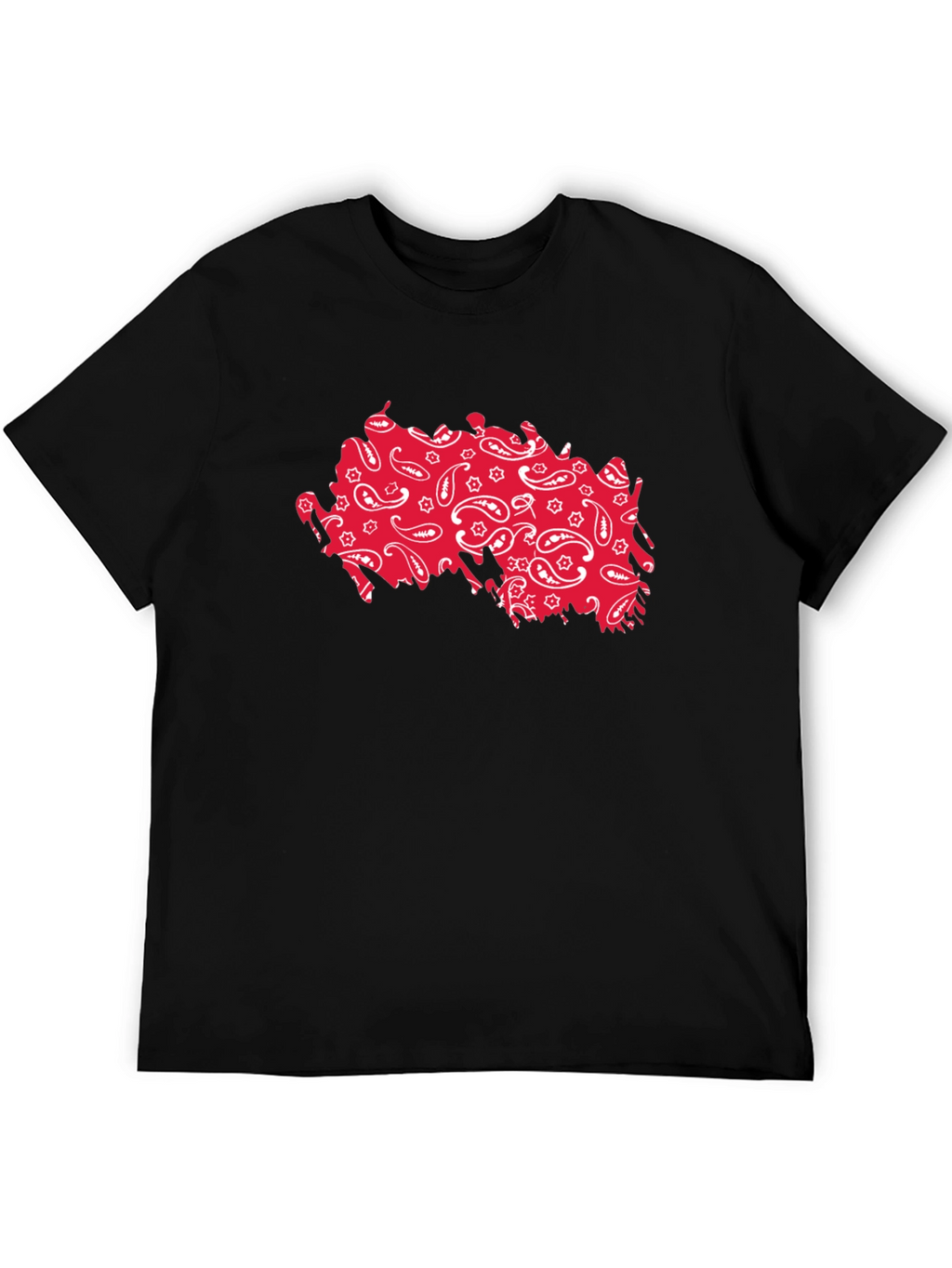 Paisley Pattern Tee - Black Cotton Casual Shirt