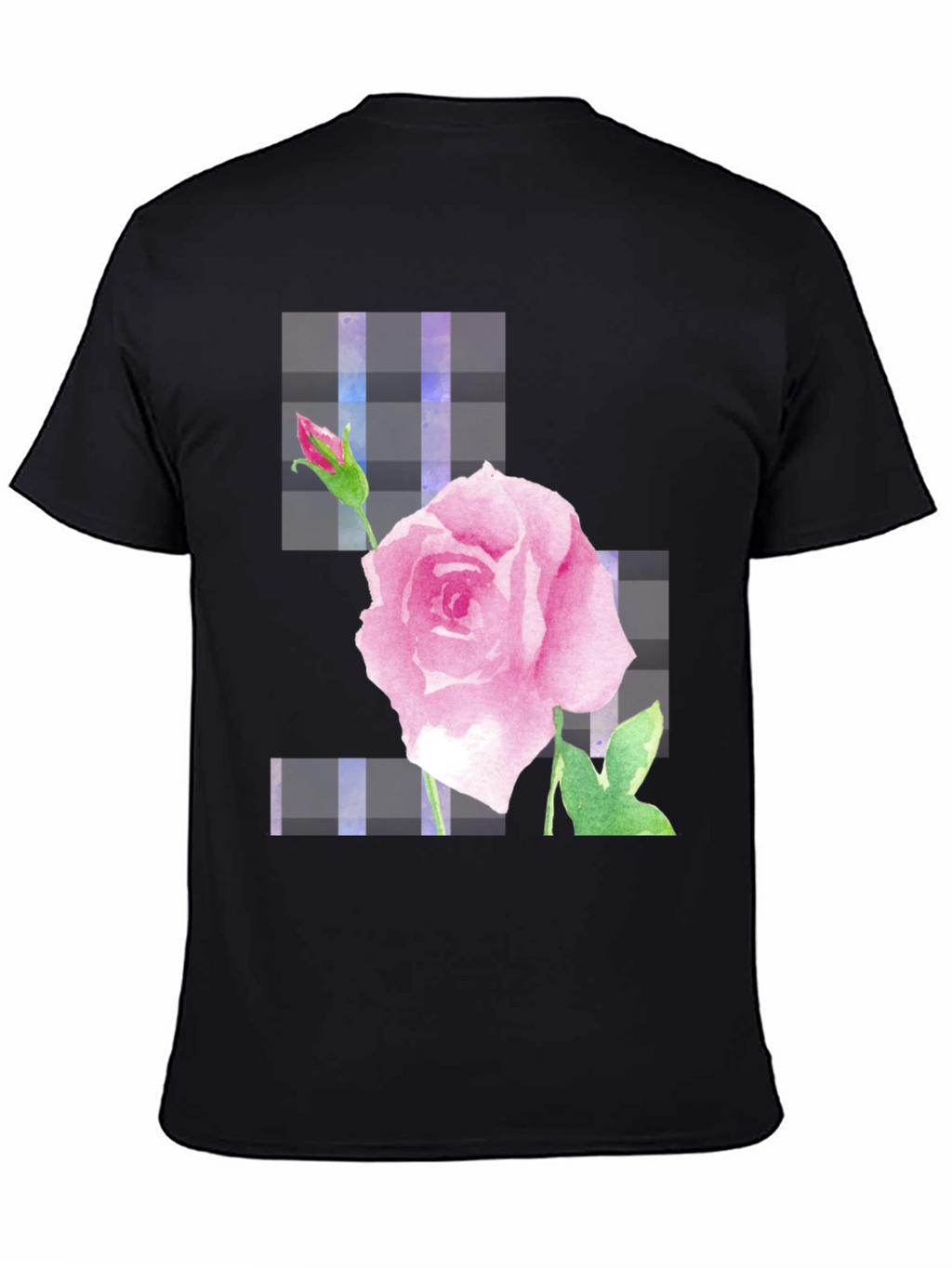 Pink Rose Graphic Black T-Shirt