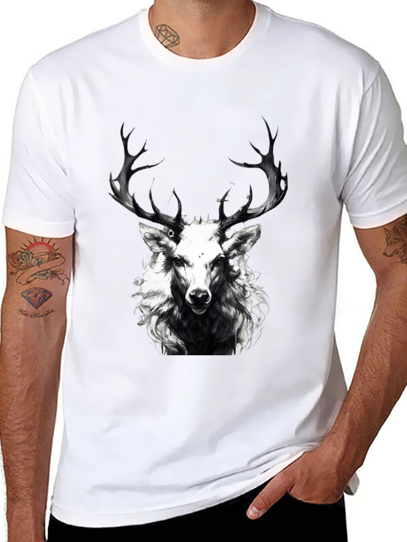 Black Deer Graphic Tee - Mens Short Sleeve Shirt