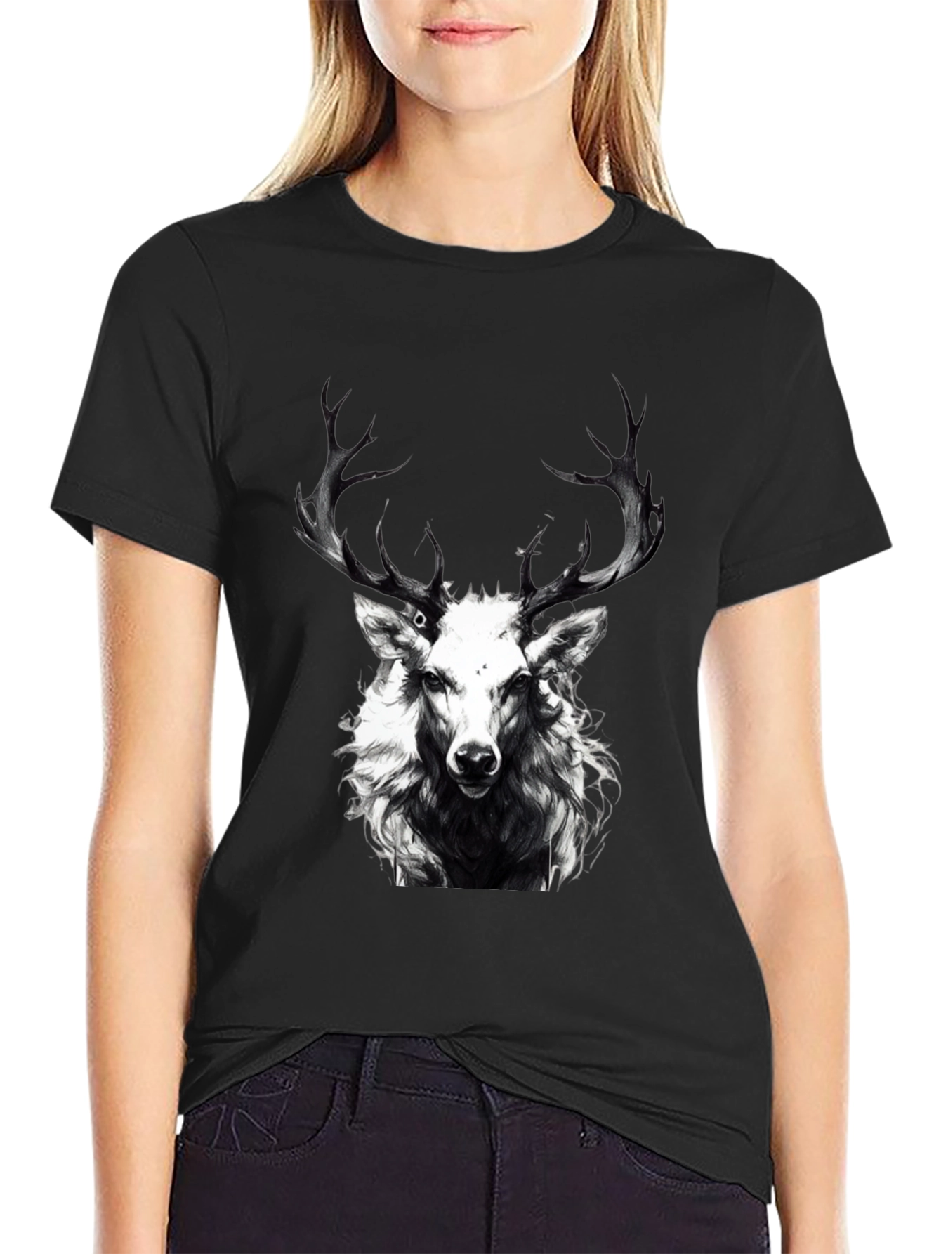 Black Deer Graphic Tee - Mens Short Sleeve Shirt