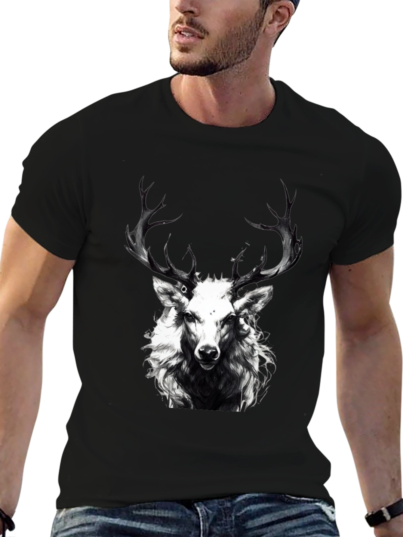 Black Deer Graphic Tee - Mens Short Sleeve Shirt