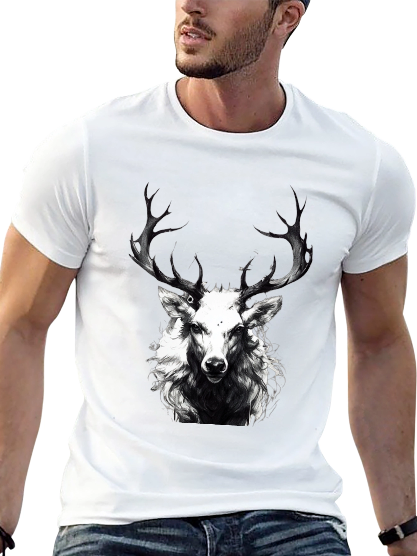 Black Deer Graphic Tee - Mens Short Sleeve Shirt