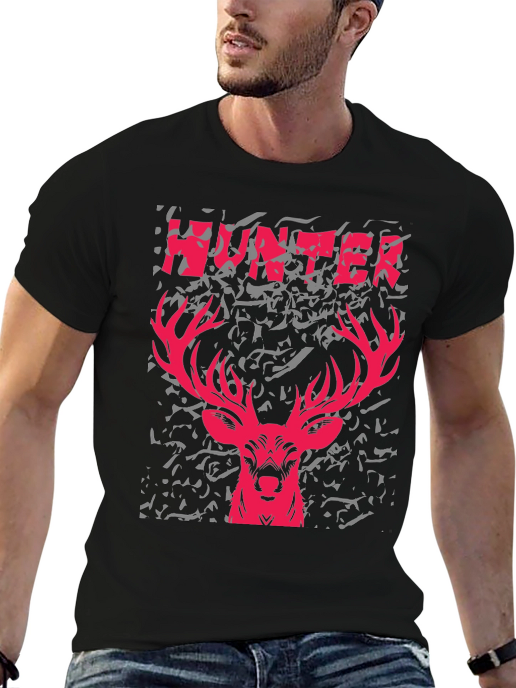 Hunter Deer Graphic Tee - Mens Black T-Shirt