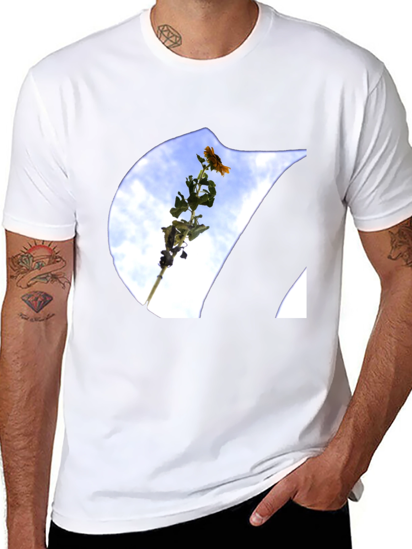 Floral Sky Print Tee - Modern Graphic T-Shirt