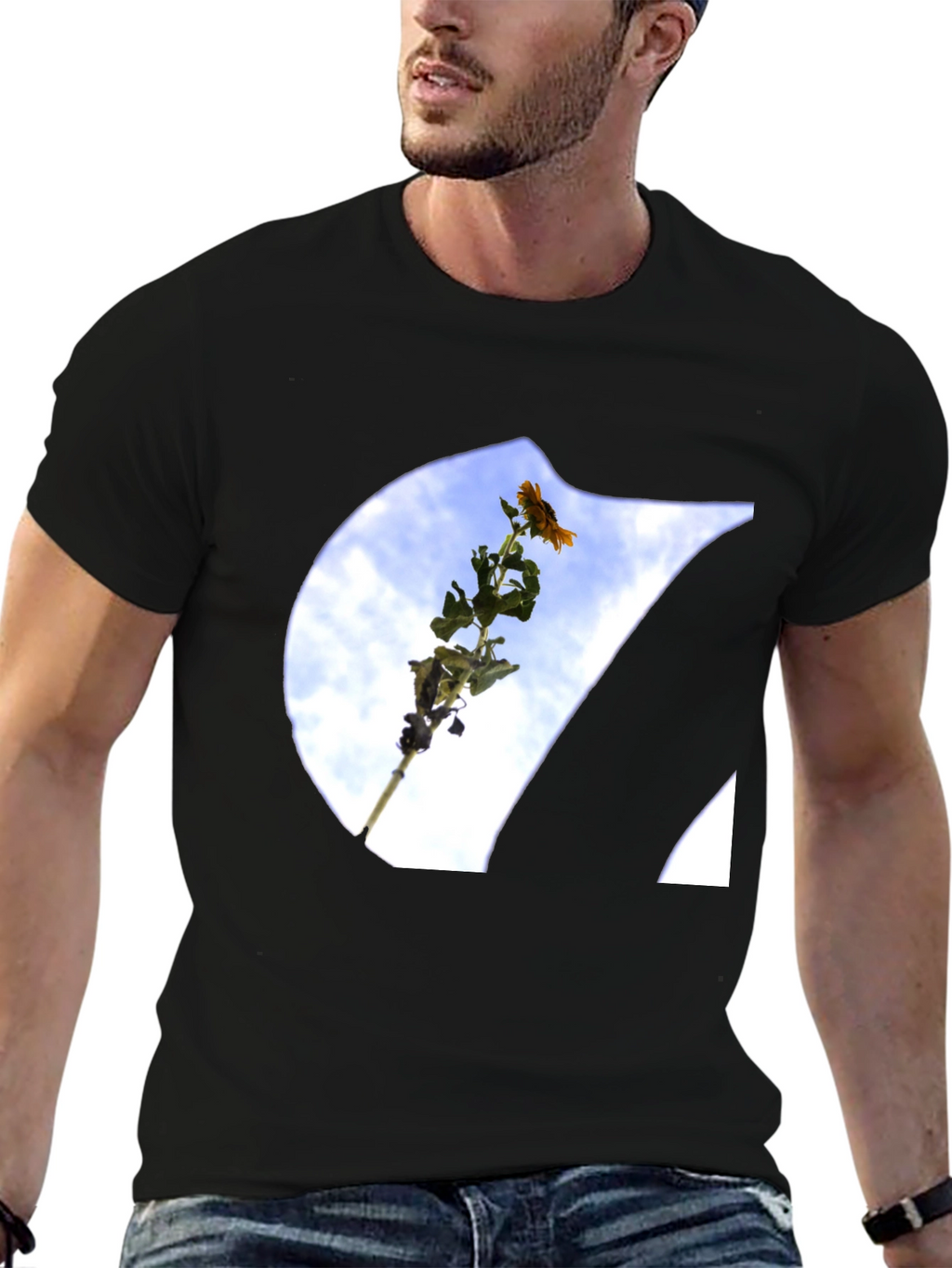 Floral Sky Print Tee - Modern Graphic T-Shirt