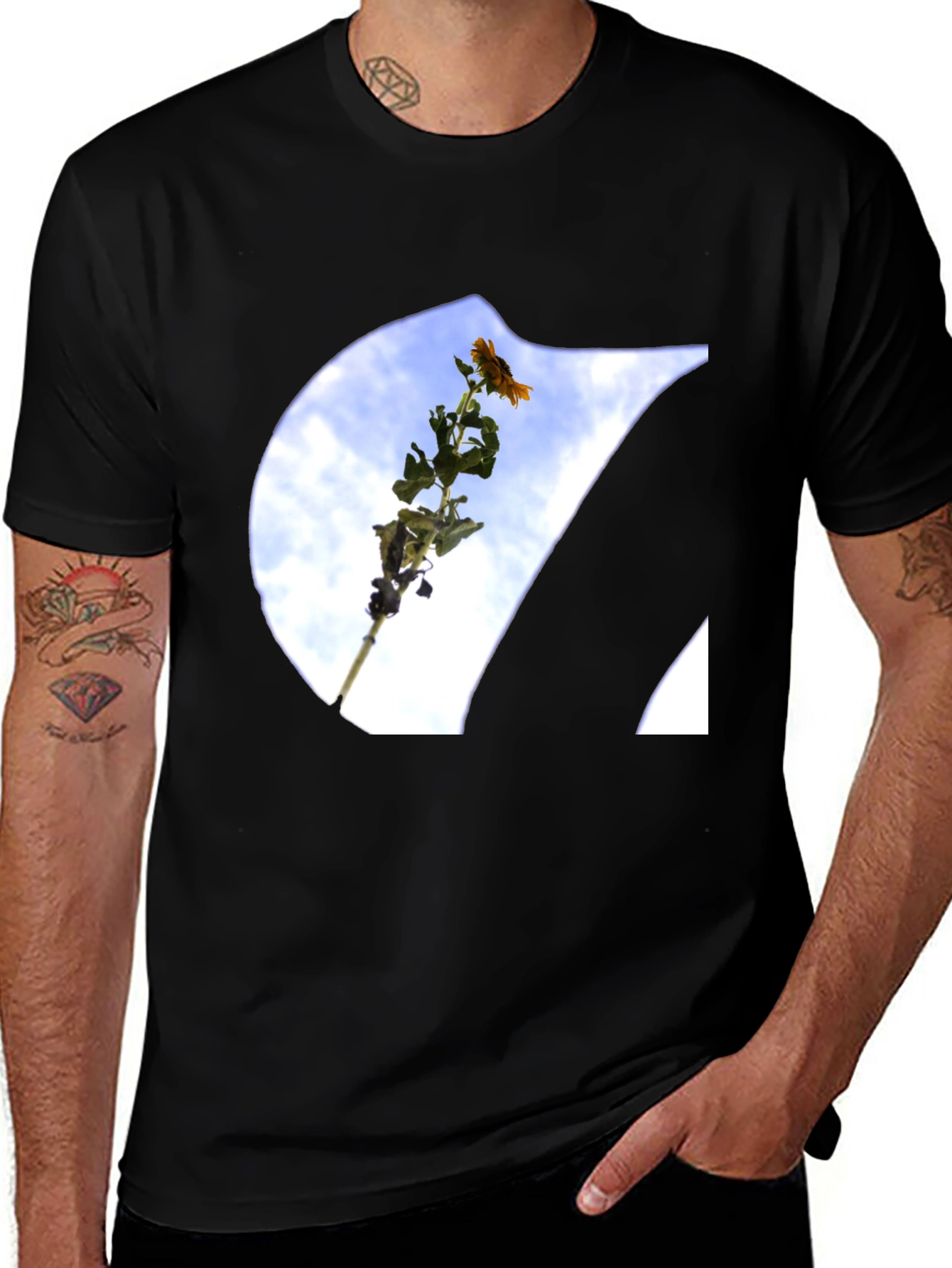 Floral Sky Print Tee - Modern Graphic T-Shirt