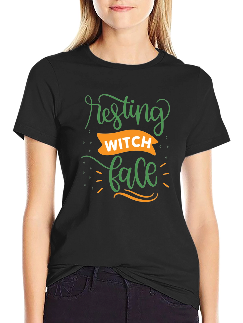 Resting Witch Face Black Graphic T-Shirt
