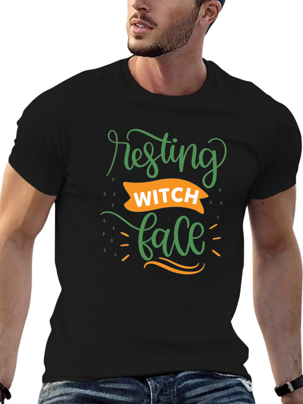 Resting Witch Face Black Graphic T-Shirt