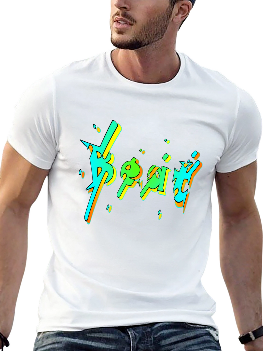 Vibrant Graphic Print Black T-Shirt