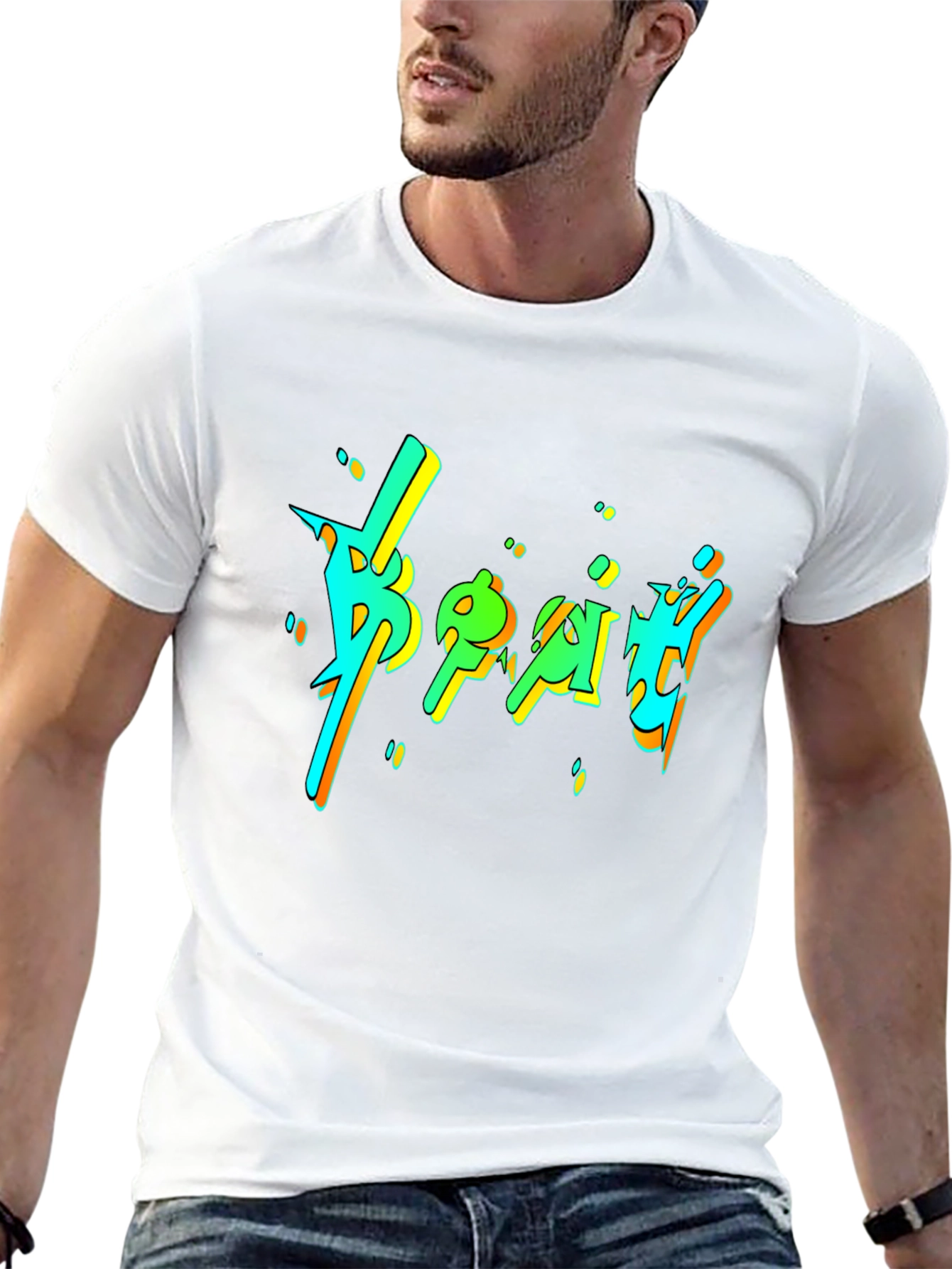 Vibrant Graphic Print Black T-Shirt