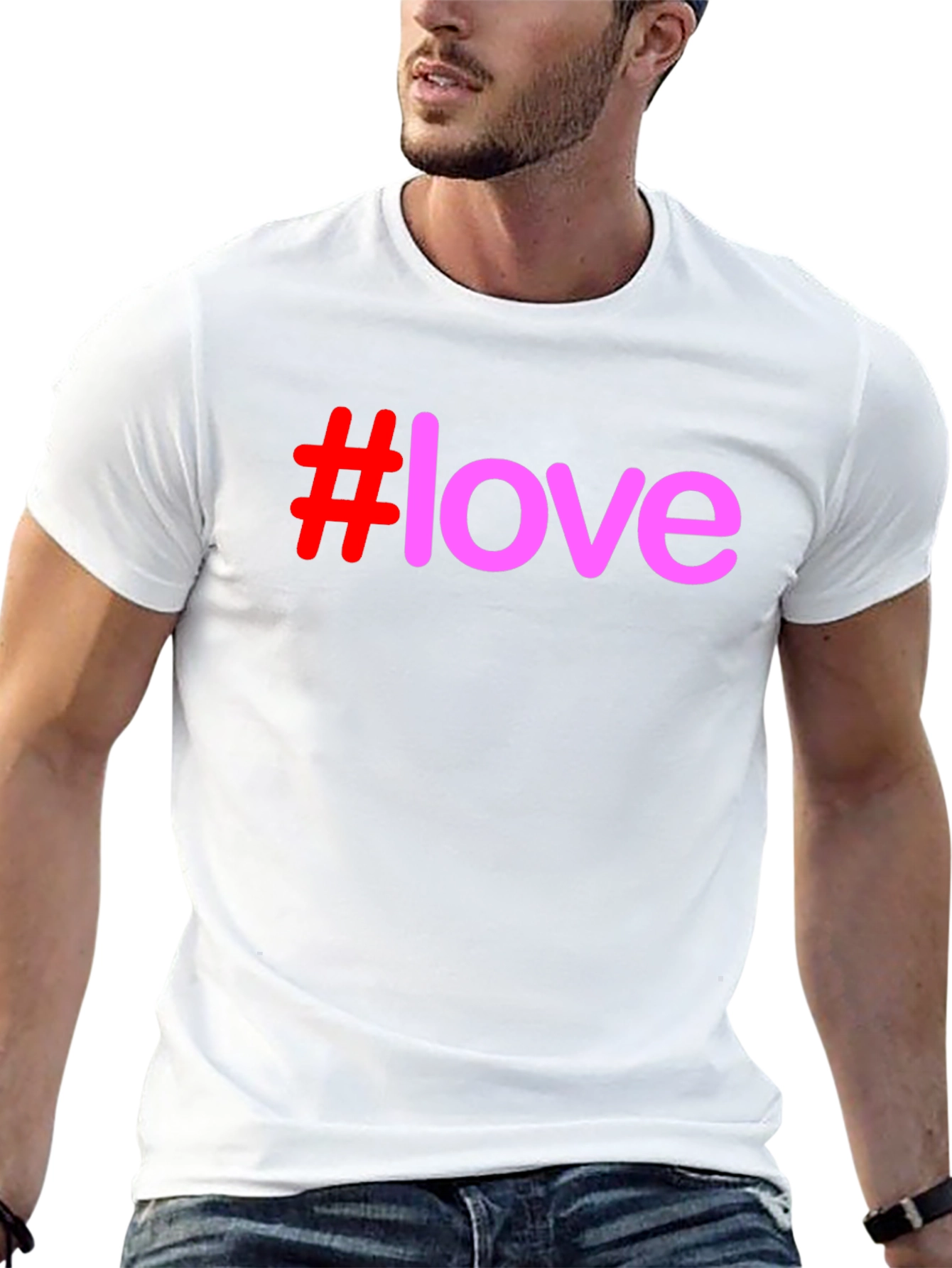 #Love Graphic Print T-Shirt - Casual Black Tee