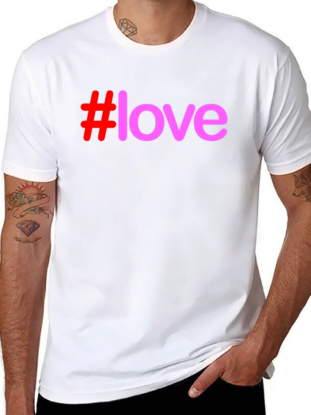 #Love Graphic Print T-Shirt - Casual Black Tee