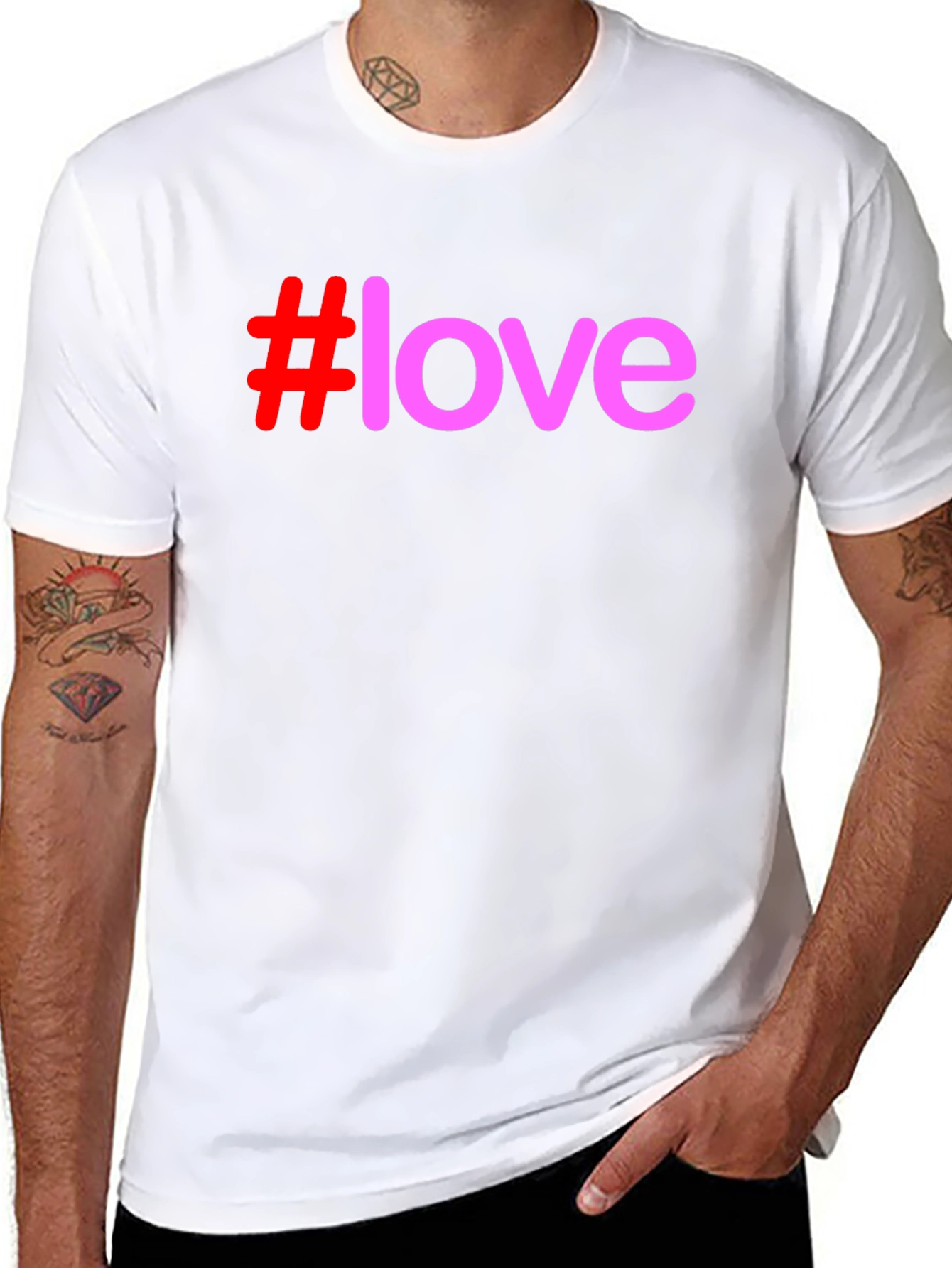 #Love Graphic Print T-Shirt - Casual Black Tee