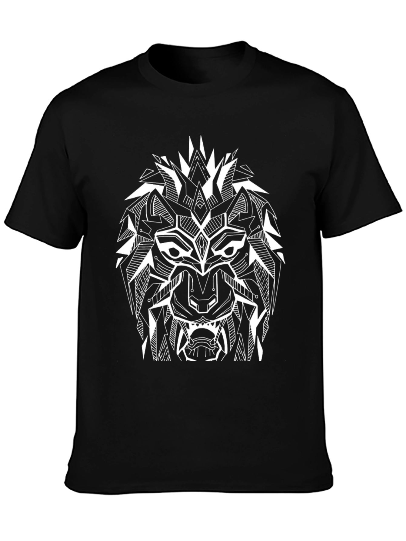 Geometric Lion Graphic Tee - Modern Streetwear