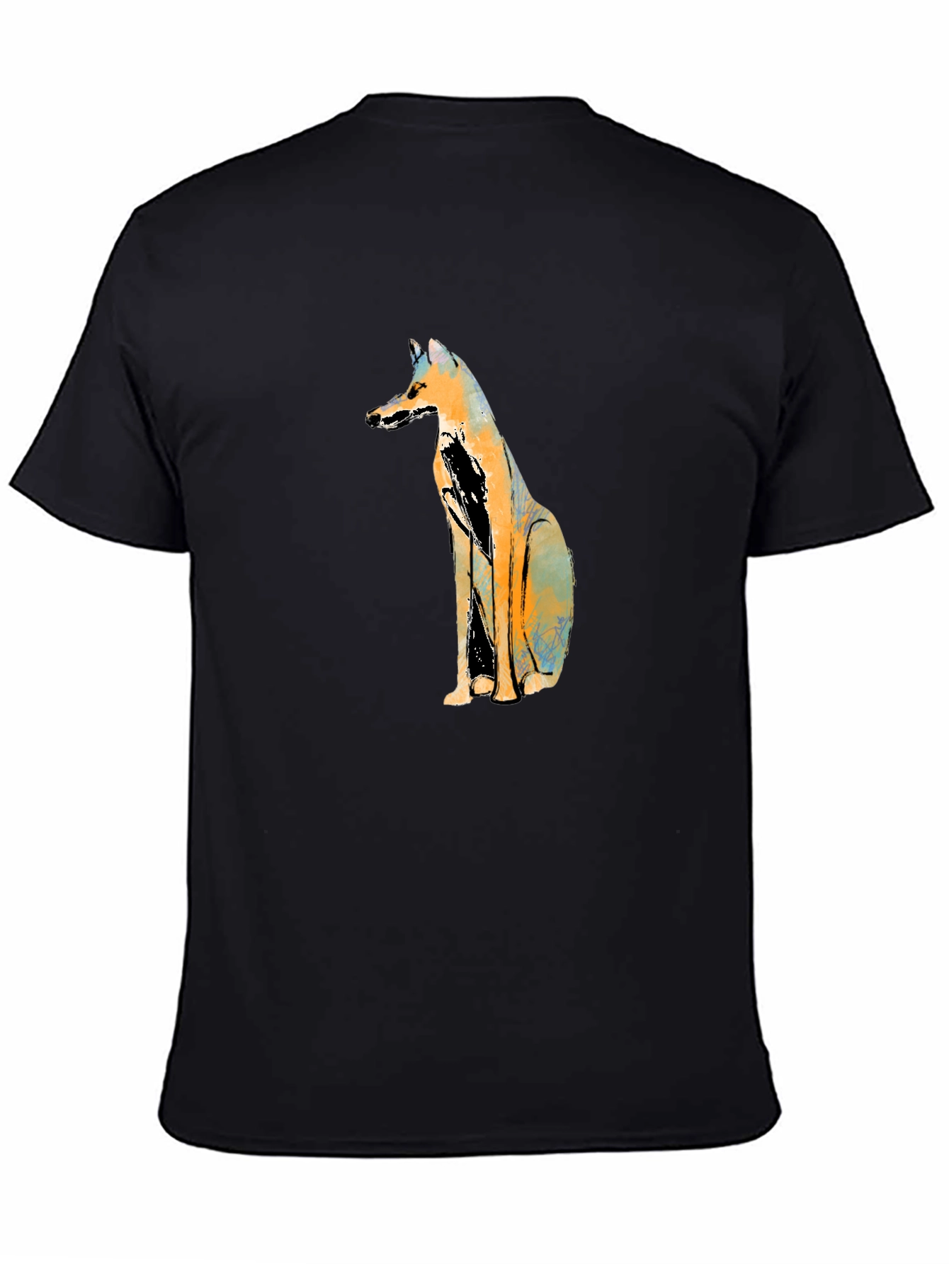 Abstract Fox Graphic Black T-Shirt