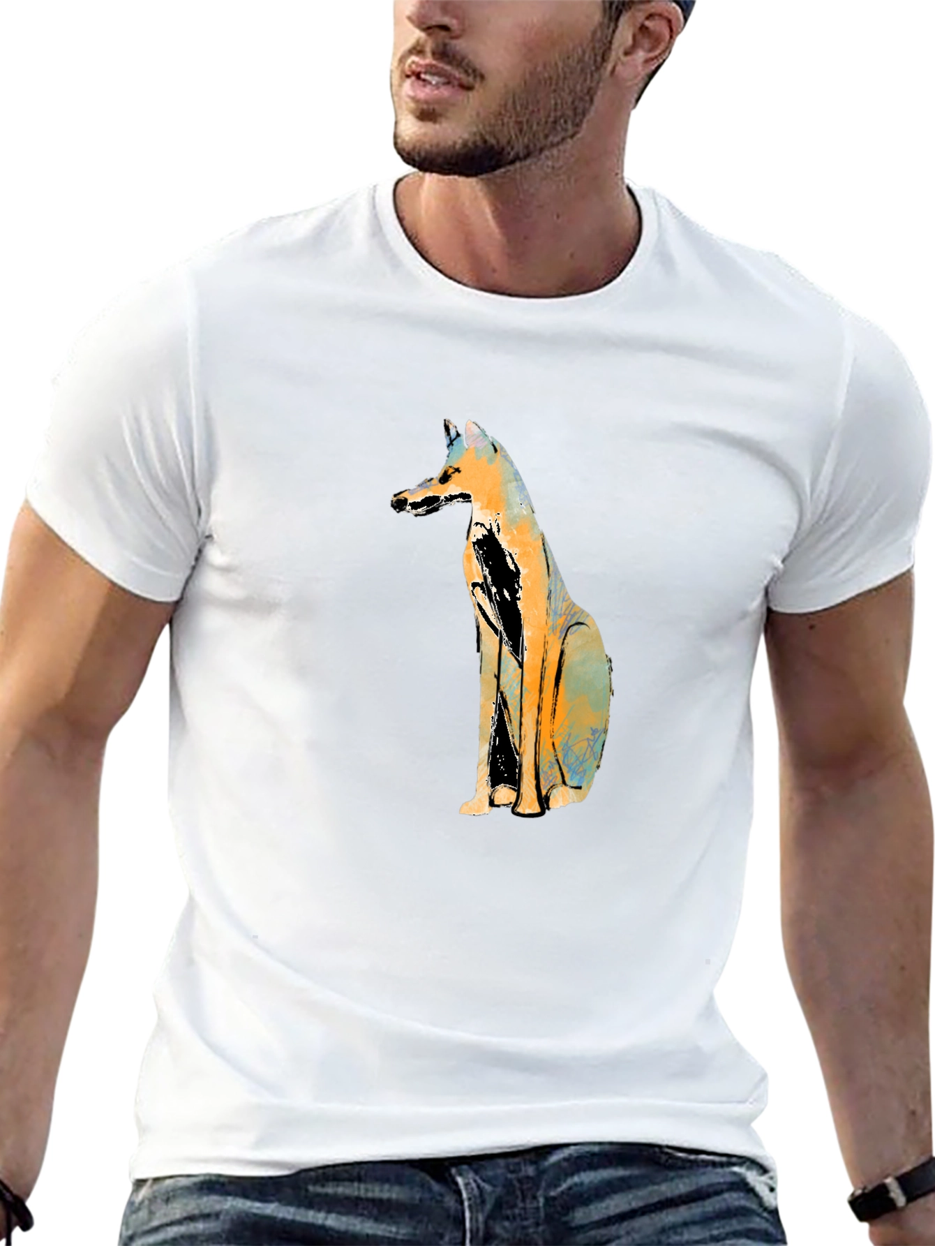 Abstract Fox Graphic Black T-Shirt
