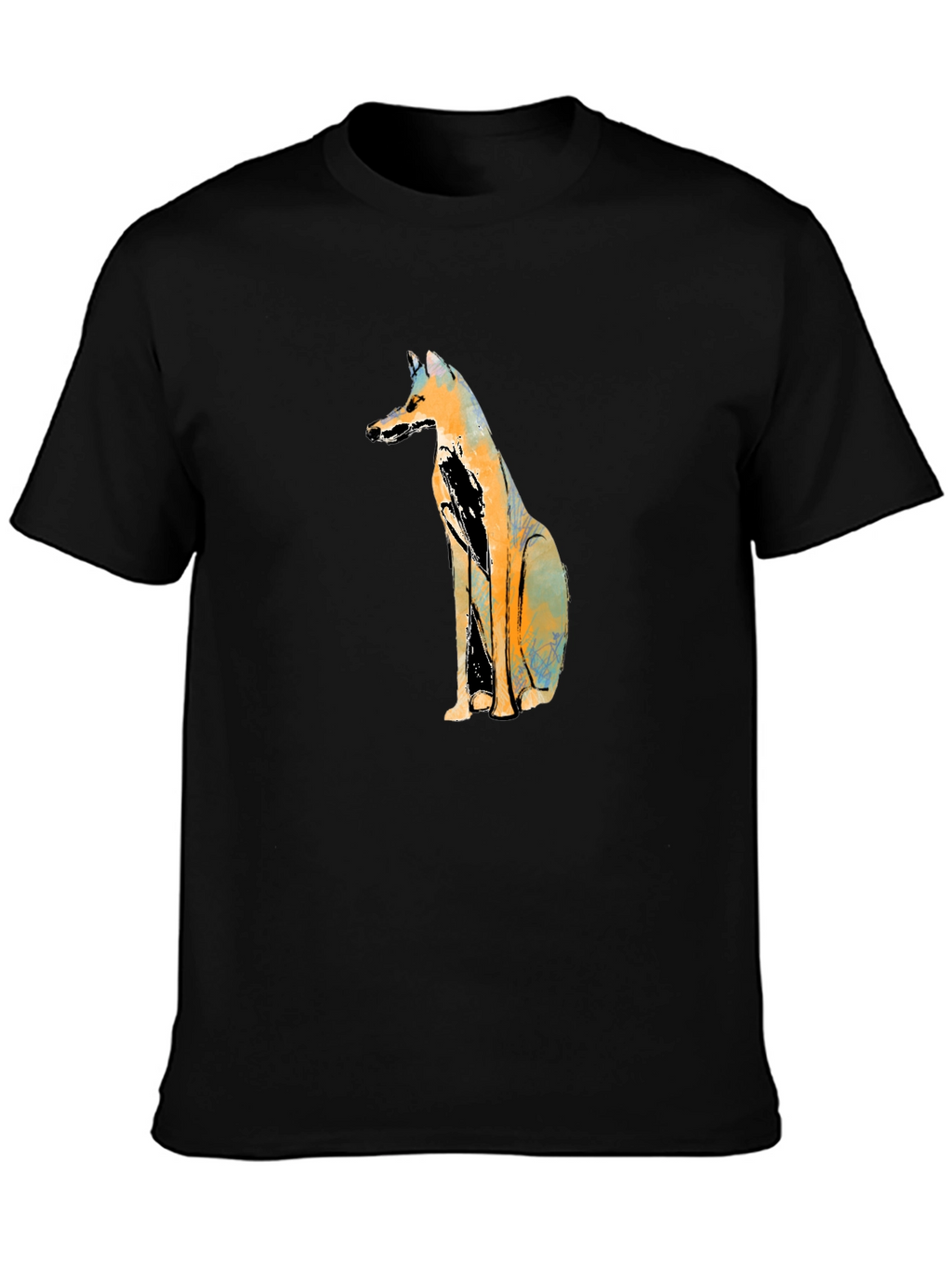 Abstract Fox Graphic Black T-Shirt