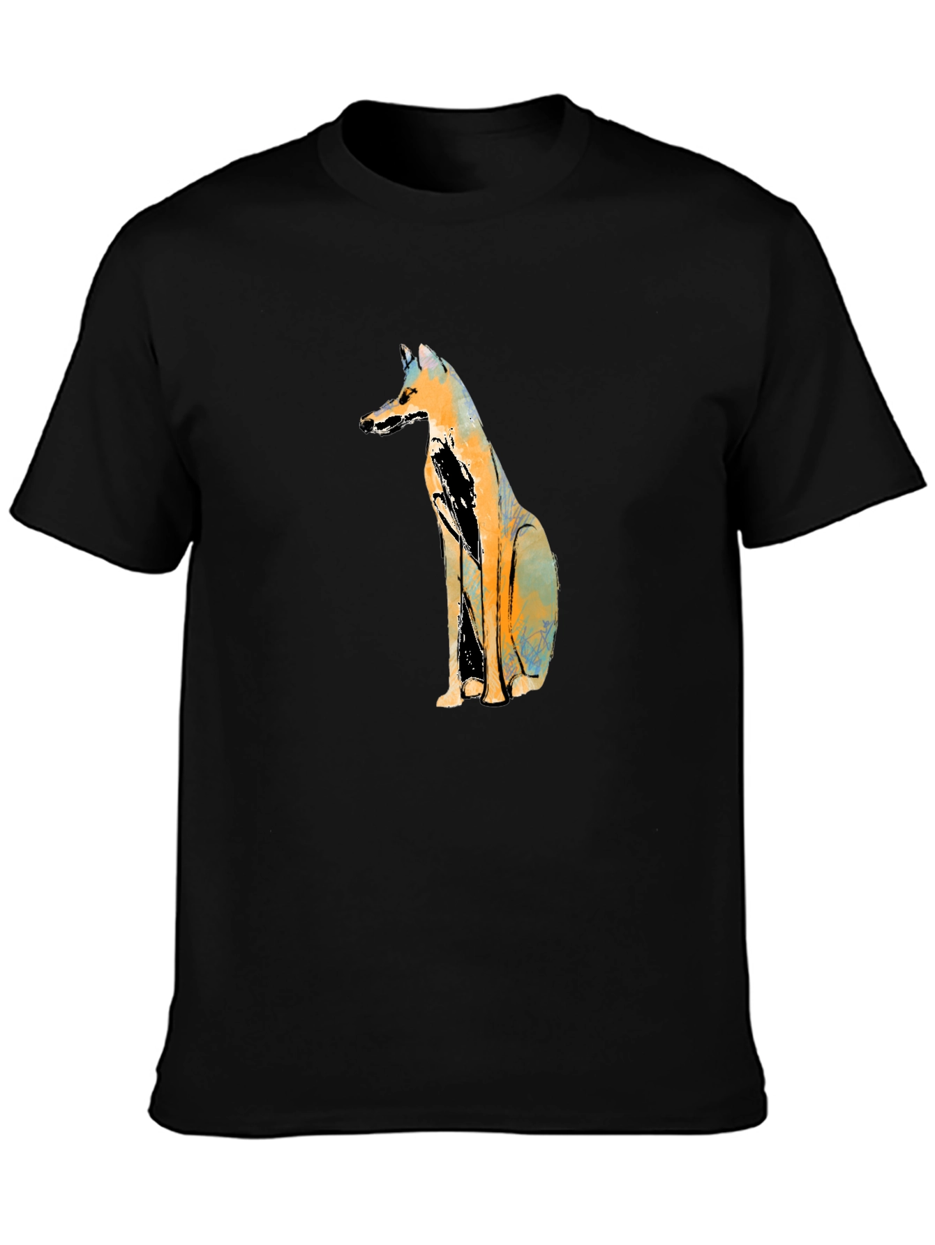 Abstract Fox Graphic Black T-Shirt