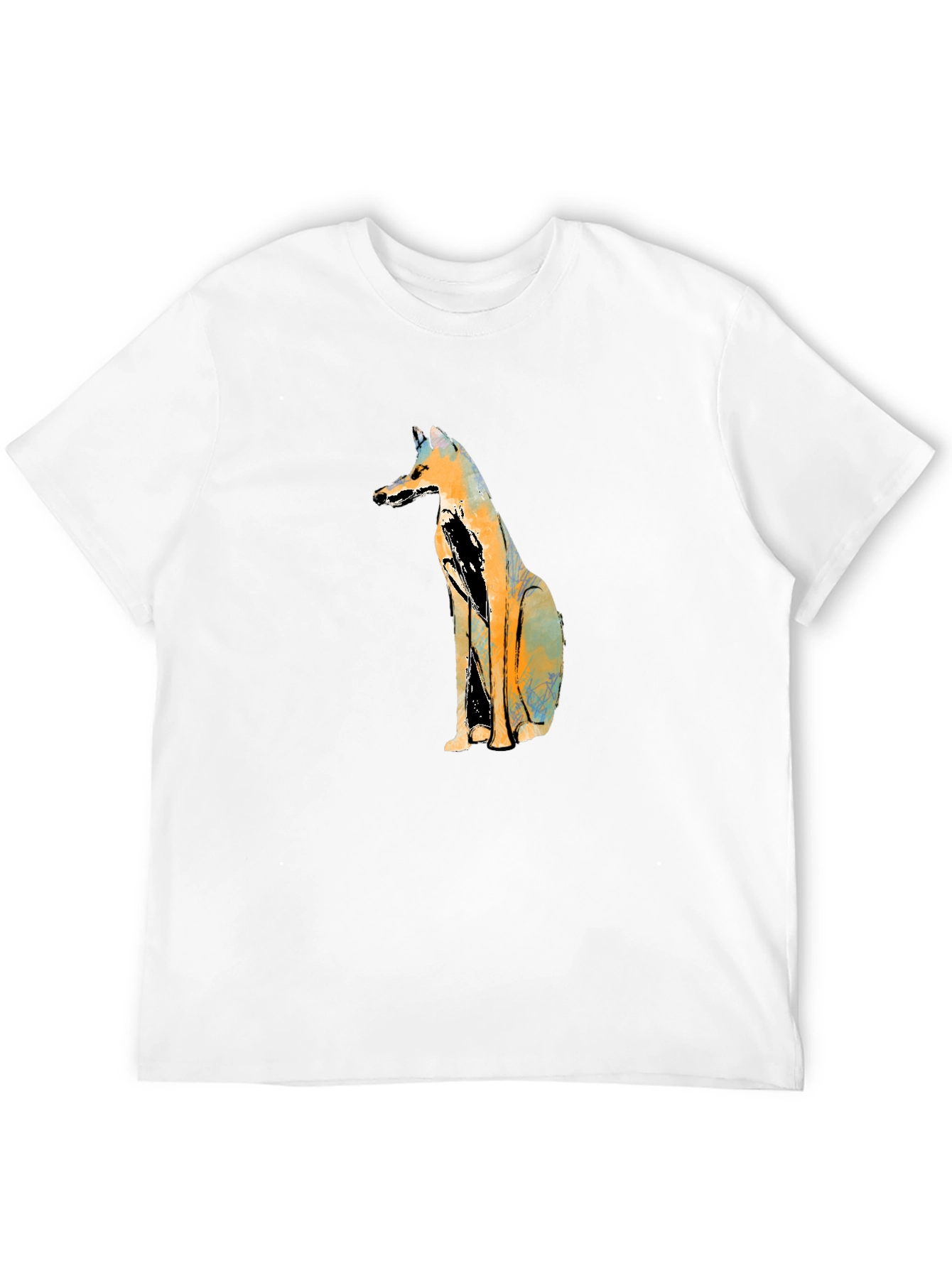 Abstract Fox Graphic Black T-Shirt