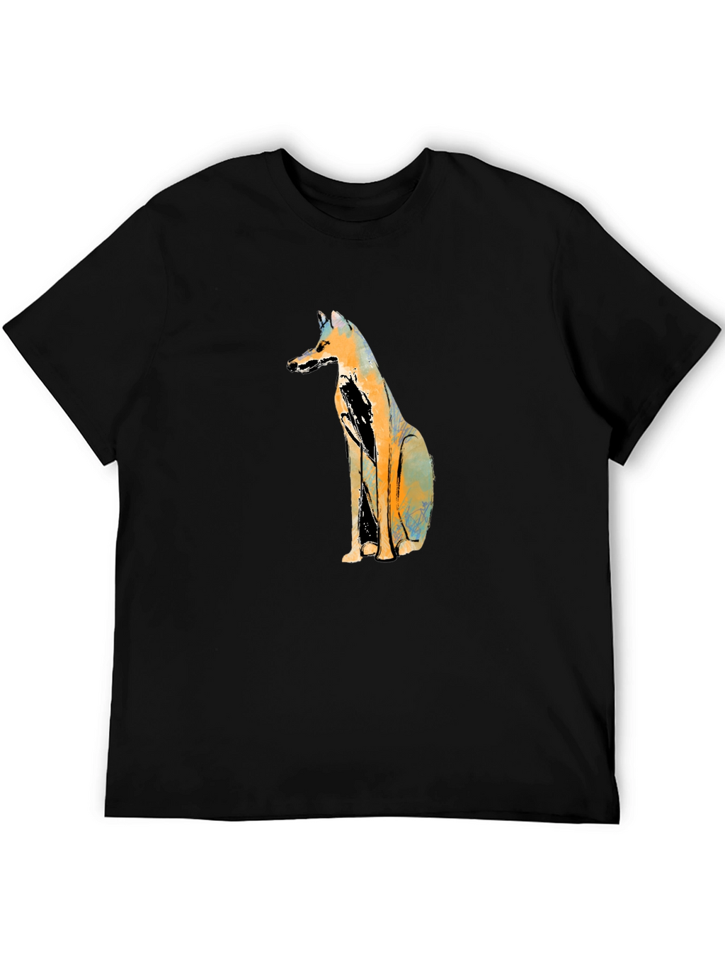 Abstract Fox Graphic Black T-Shirt