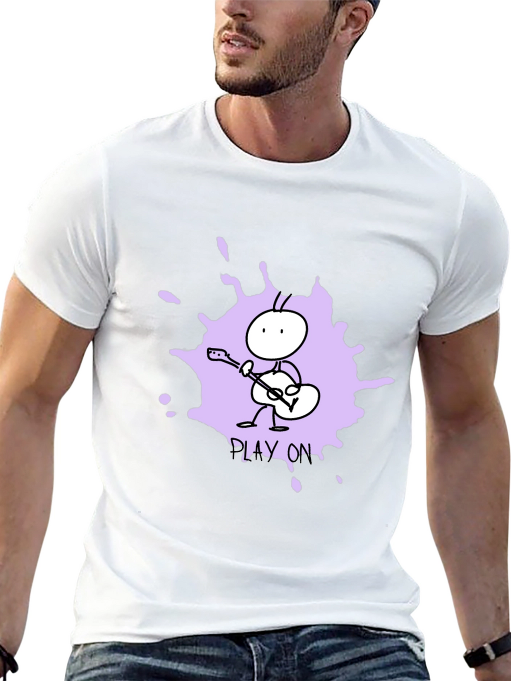 Play On Graphic Tee - Unique Ant Guitar Design