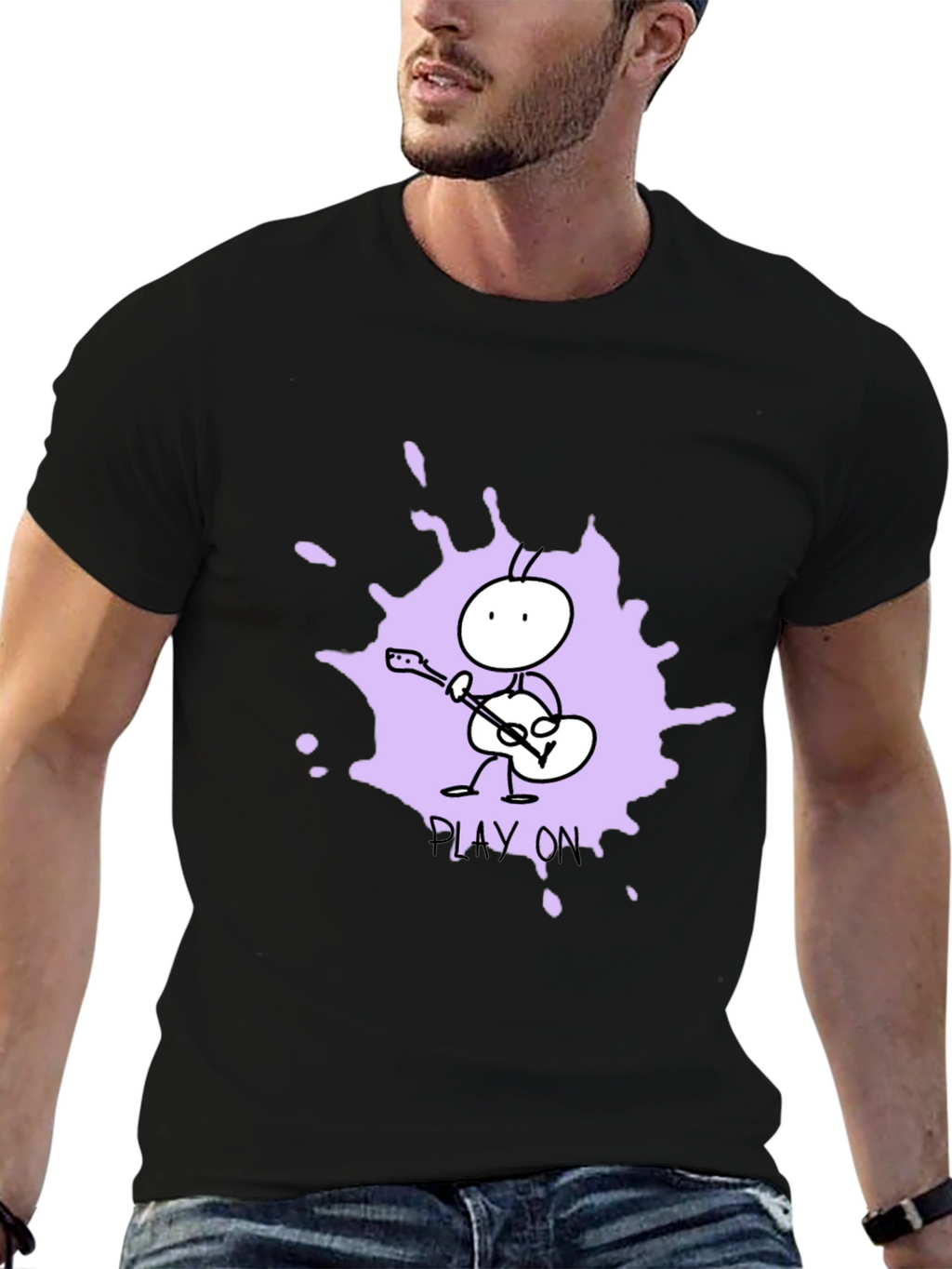 Play On Graphic Tee - Unique Ant Guitar Design